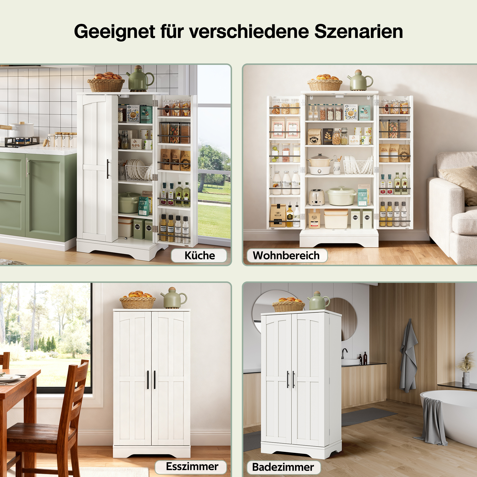 Buffet Haut En Panneau composite de fibres de bois à densité Blanc, Armoire De Stockage À 2 Portes Avec Poignées Métal Et Verrouillage Clip, Design Minimaliste Moderne