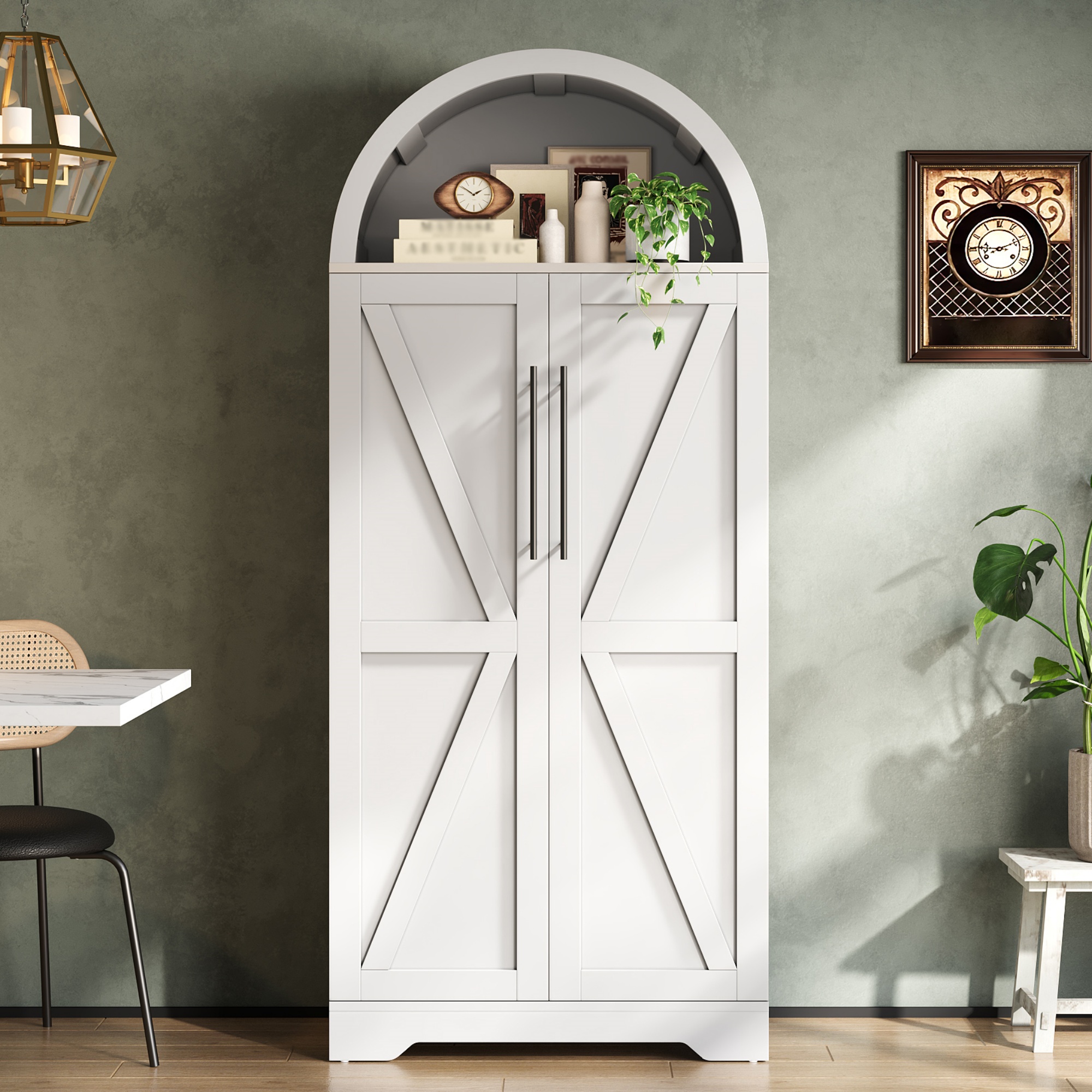 Buffet Blanc 165x70x40cm avec LED Intégrée et Rangement Multi-Usage pour Cuisine et Salon