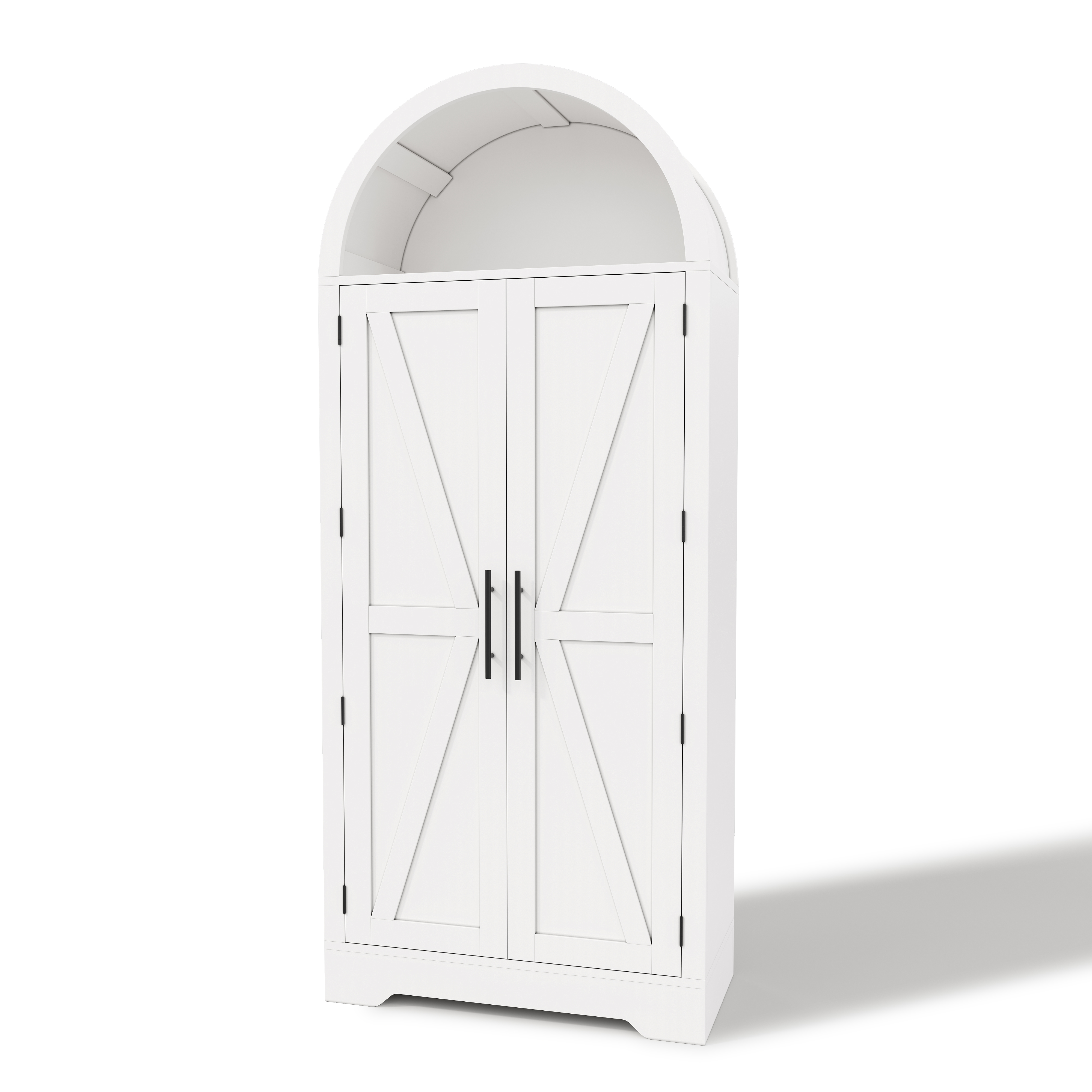Buffet Blanc en Panneau composite de fibres de bois à densité 170x70x35 cm, Meuble de Rangement avec Portes Battantes et Structure Stable, Style Campagne Moderne