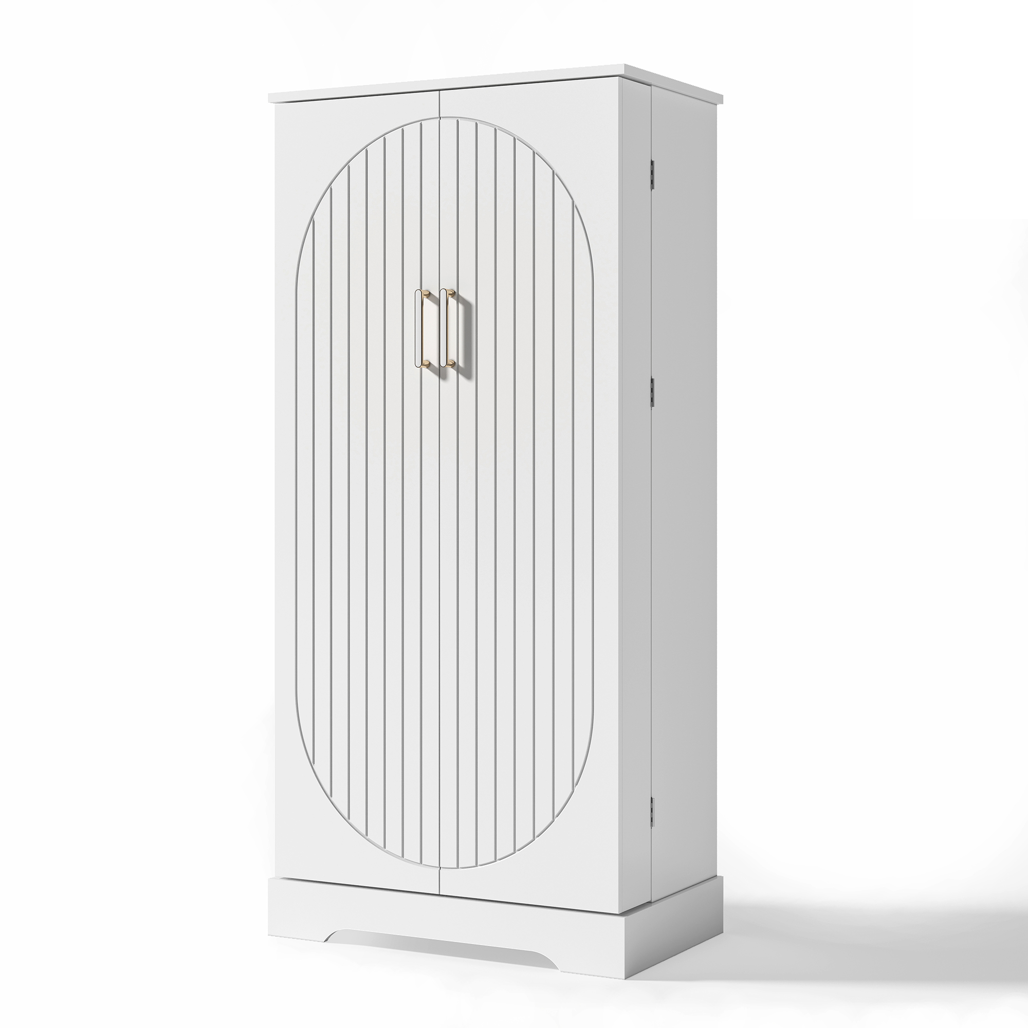 Buffet Cuisine Multifonctionnel Blanc, Meuble Vaisselle LED Intégré avec Portes et Étagères Réglables