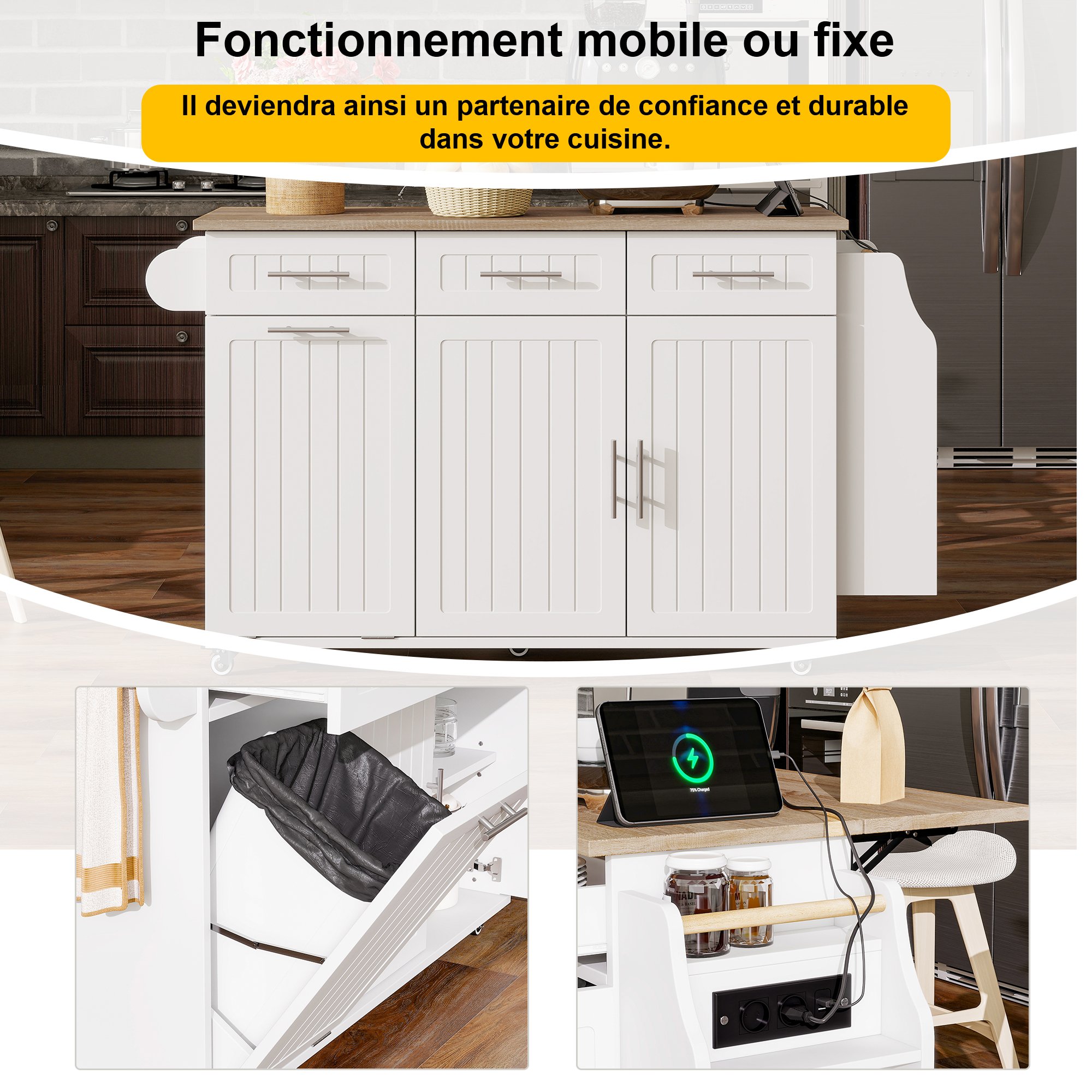 Plan de travail extensible