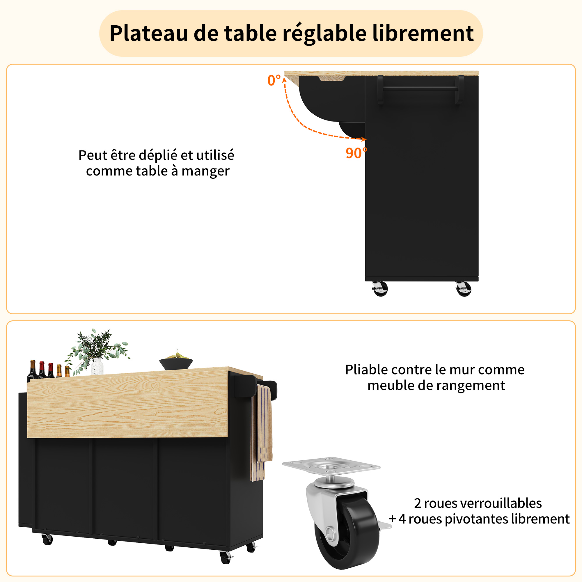 Plan de travail rabattable