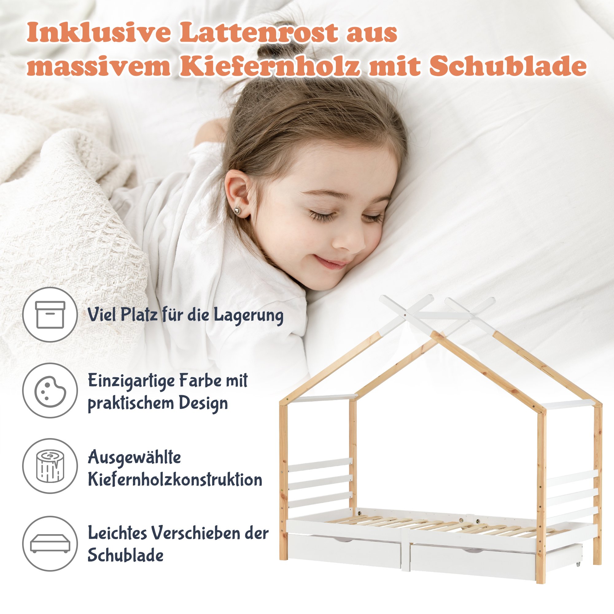 Lit cabane enfant dimensions 90x200 cm hauteur 183 cm poids max 120 kg livraison deux colis montage requis