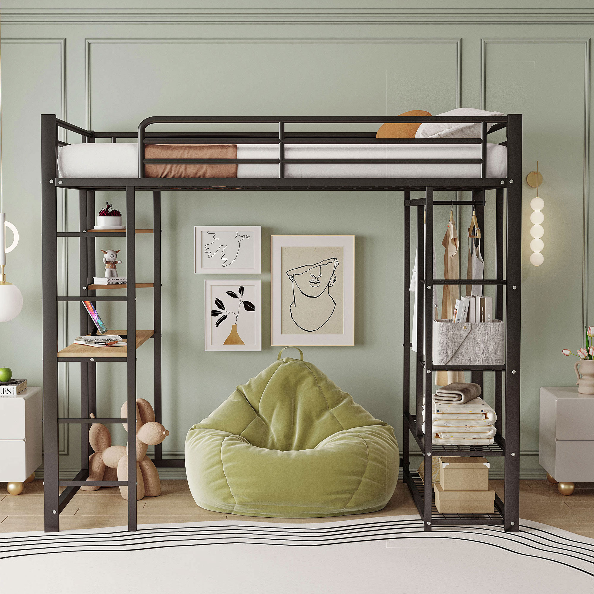 Bureau et étagères intégrés