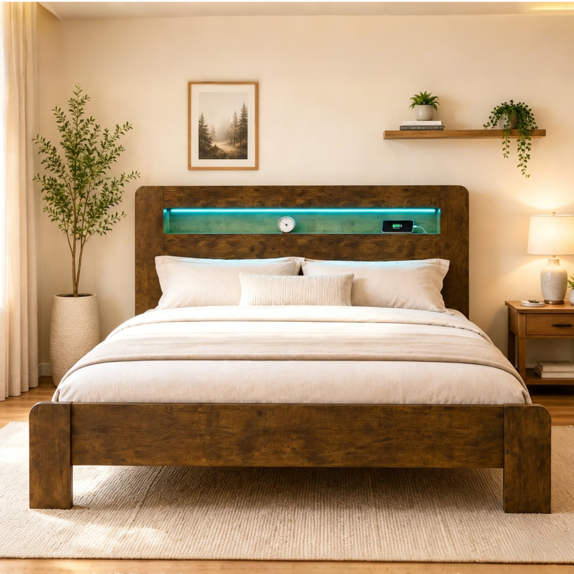Rangement intégré à la tête de lit