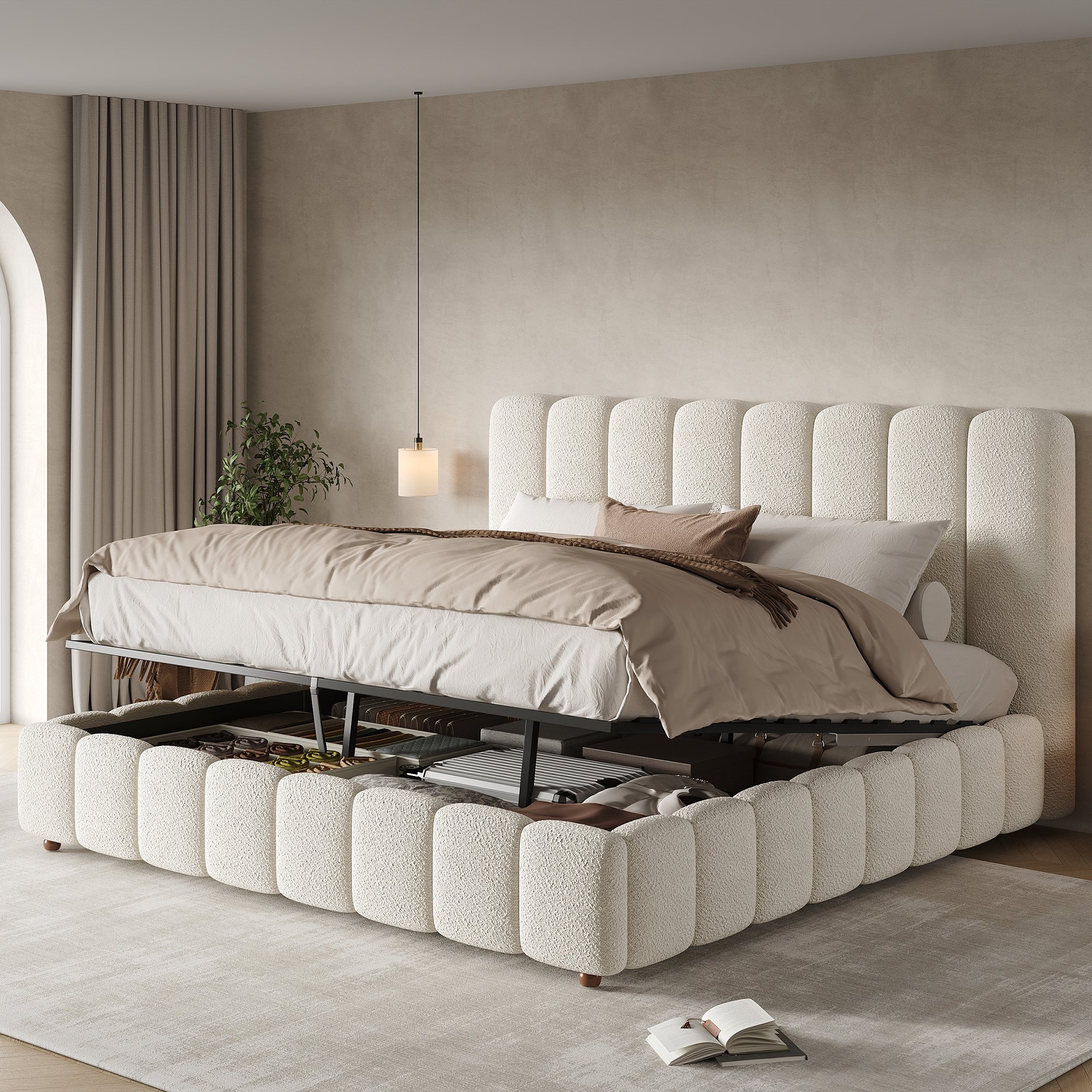 Lit coffre double 180x200 dimensions totales 219,5 x 195 x 102,5 cm idéal pour les grandes chambres contemporaines
