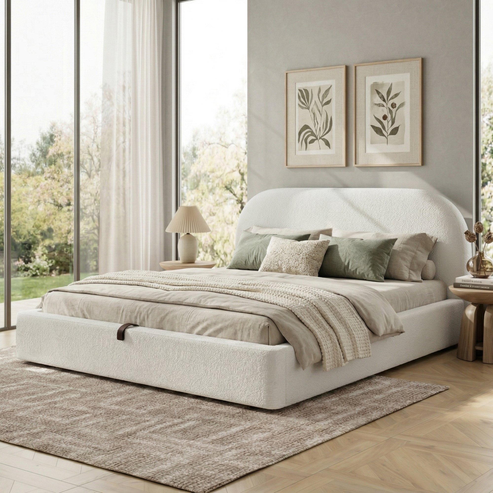 Lit coffre 160x200 avec système de levage hydraulique pour grand espace de stockage sous le matelas et tête rembourrée