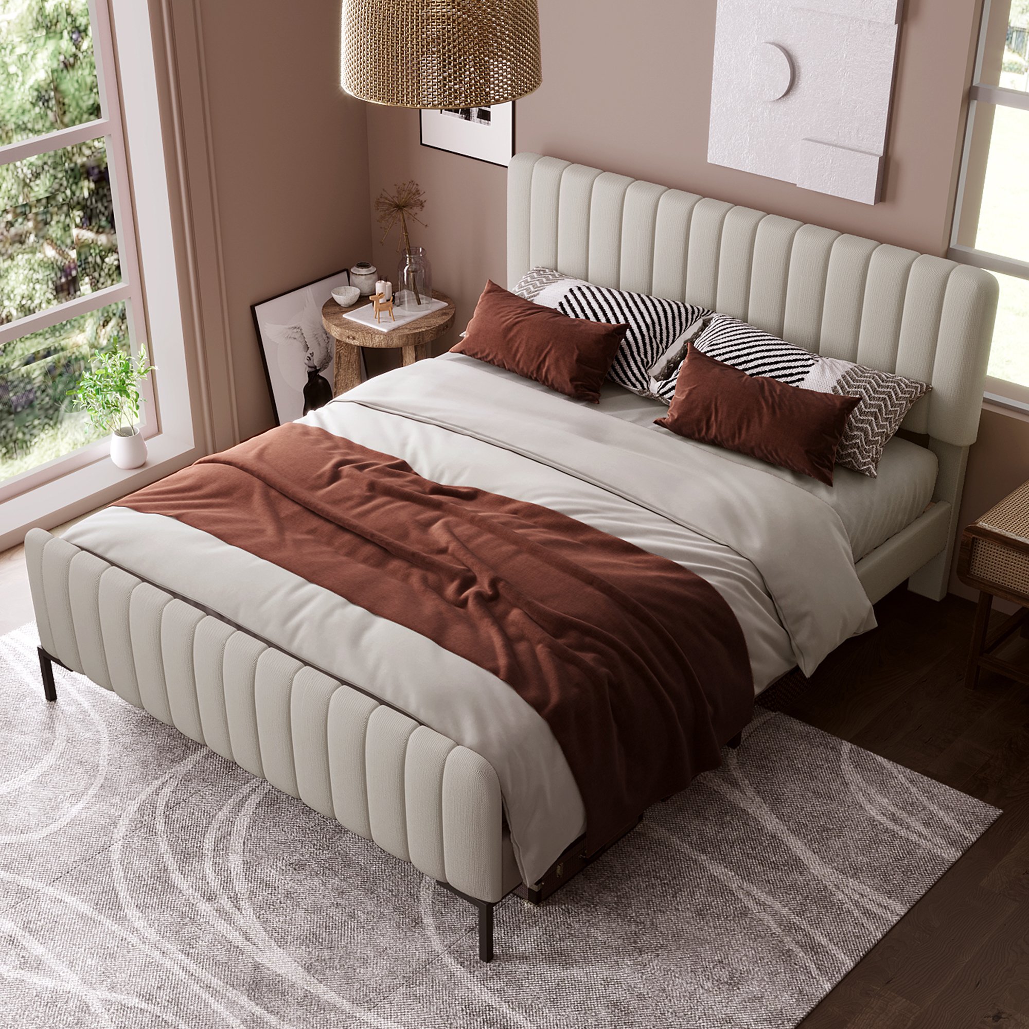 Lit double 140x200 dimensions totales 209x145x107 cm poids 32 kg montage facile sans matelas