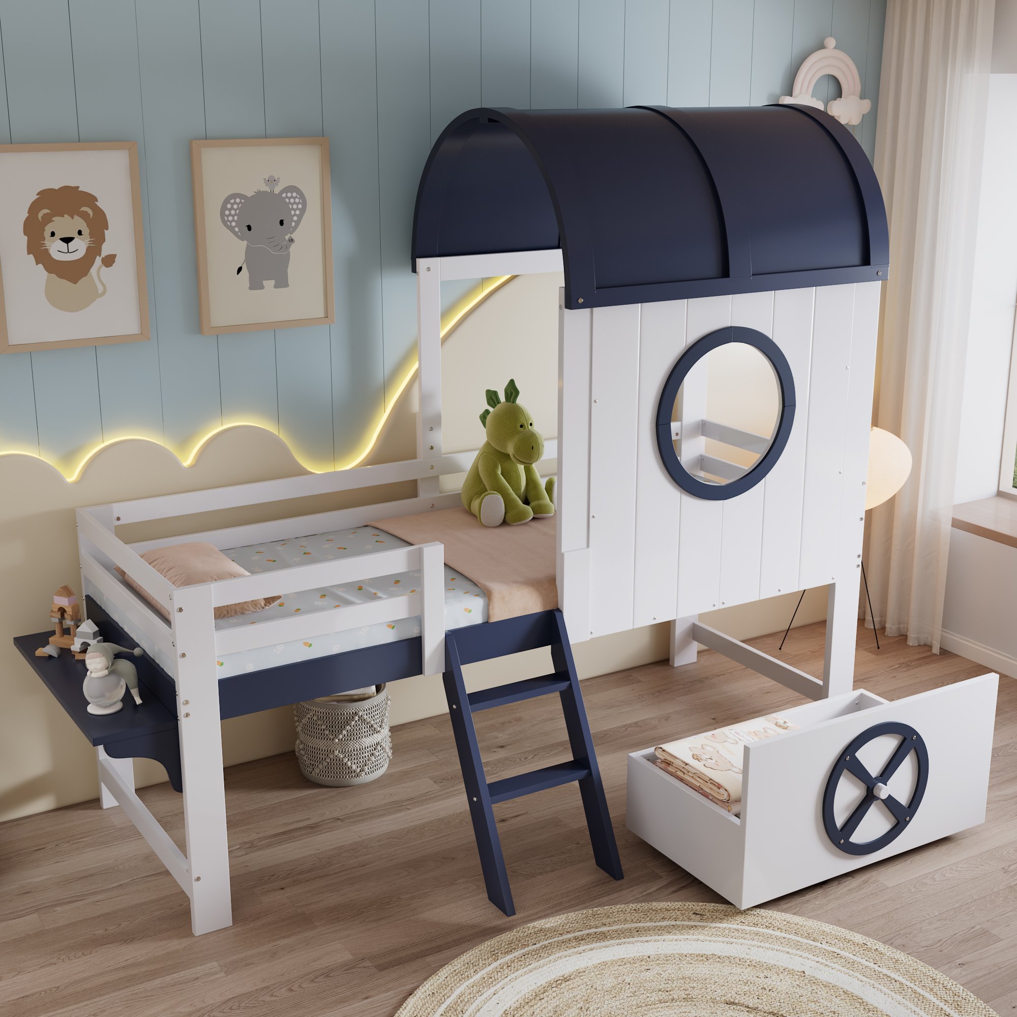 Rangement pratique sous le lit