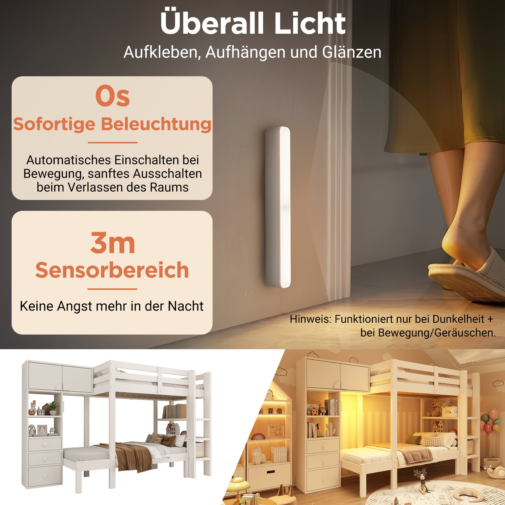 Lit superposé 90x200 cm blanc en bois et métal avec rangement intégré, tiroirs, étagères et nuit de veilleuse LED