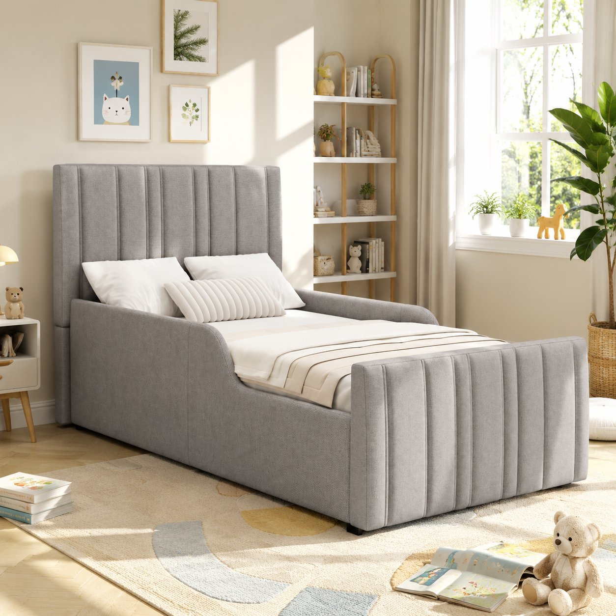 Lit coffre simple 90x200 cm dimensions totales 214.5 x 106.5 x 102 cm matelas recommandé moins de 15 cm sans tiroirs