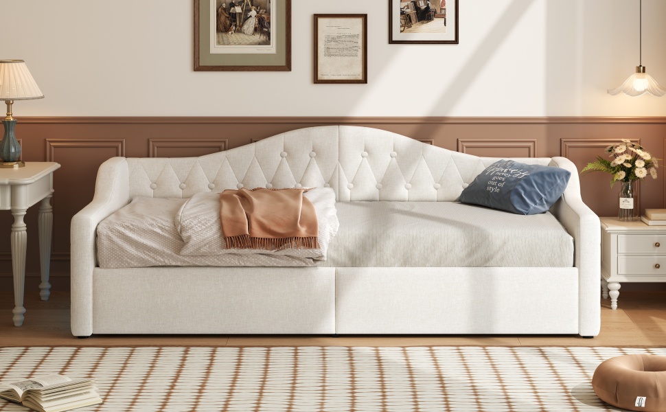 Lit coffre 90x200 beige avec rangement, LED et tête de lit rembourrée
