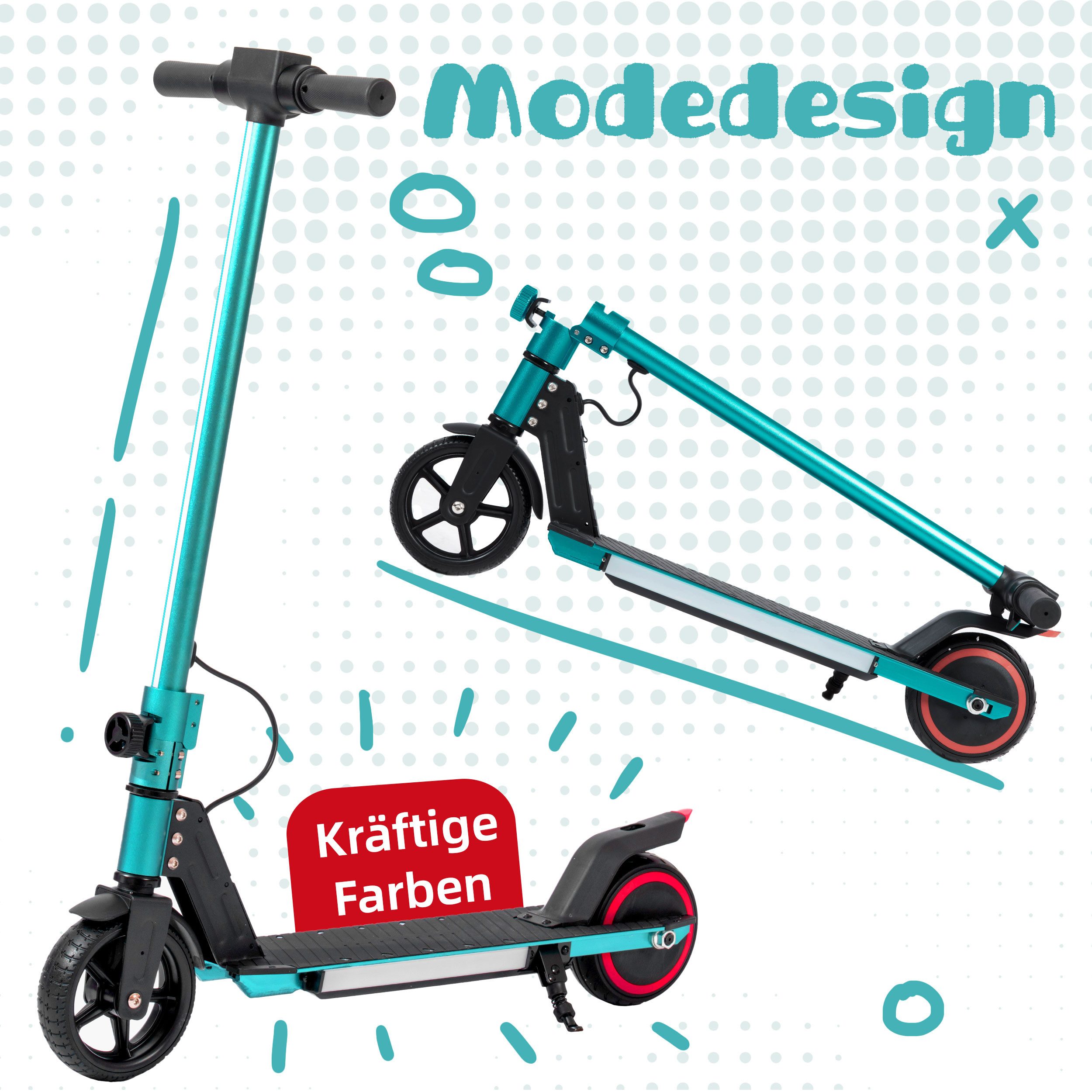 Trottinette enfant en aluminium pliable, 6,5 pouces, avec éclairage LED et frein EBS, pour enfants de 6 à 12 ans