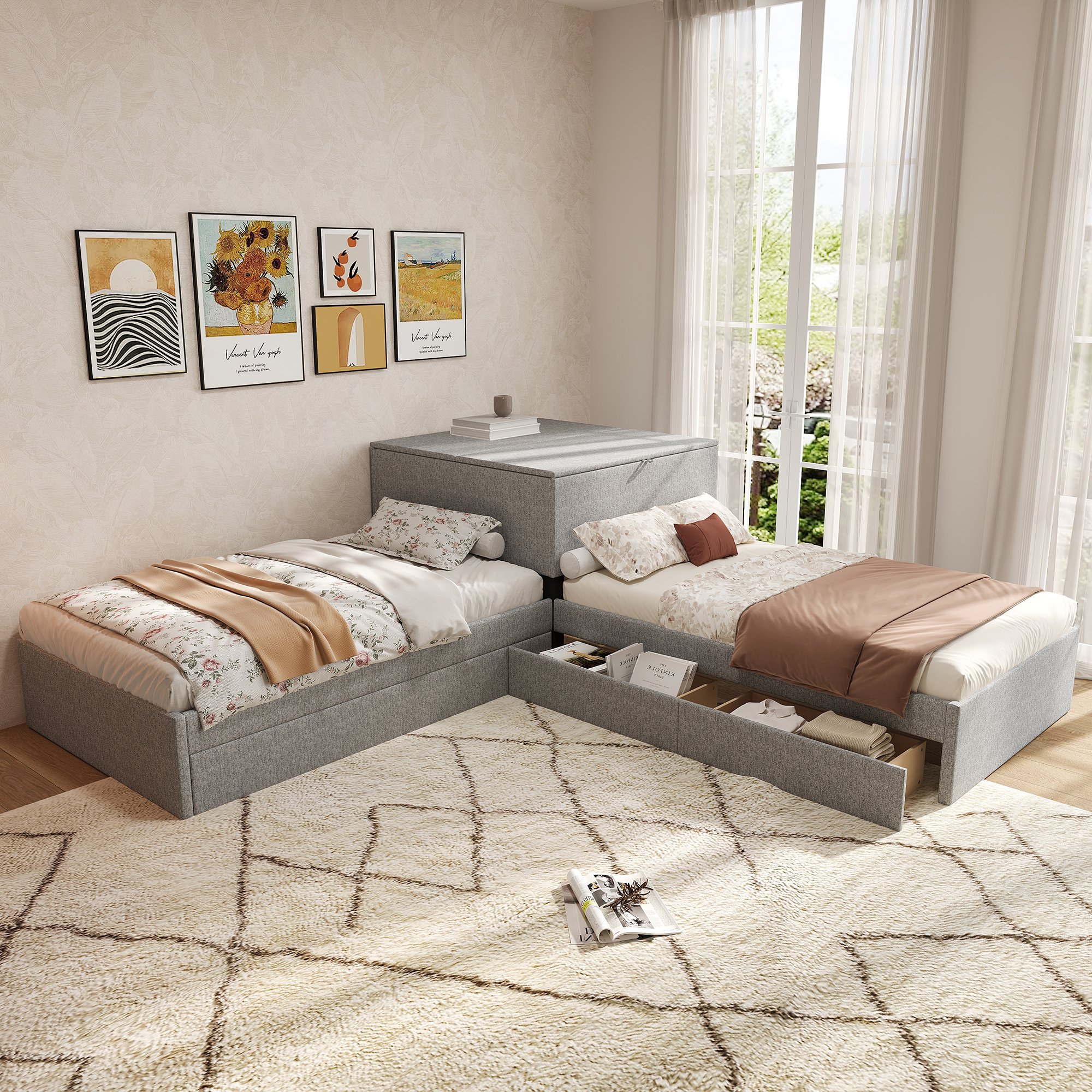 Rangement pratique sous le lit