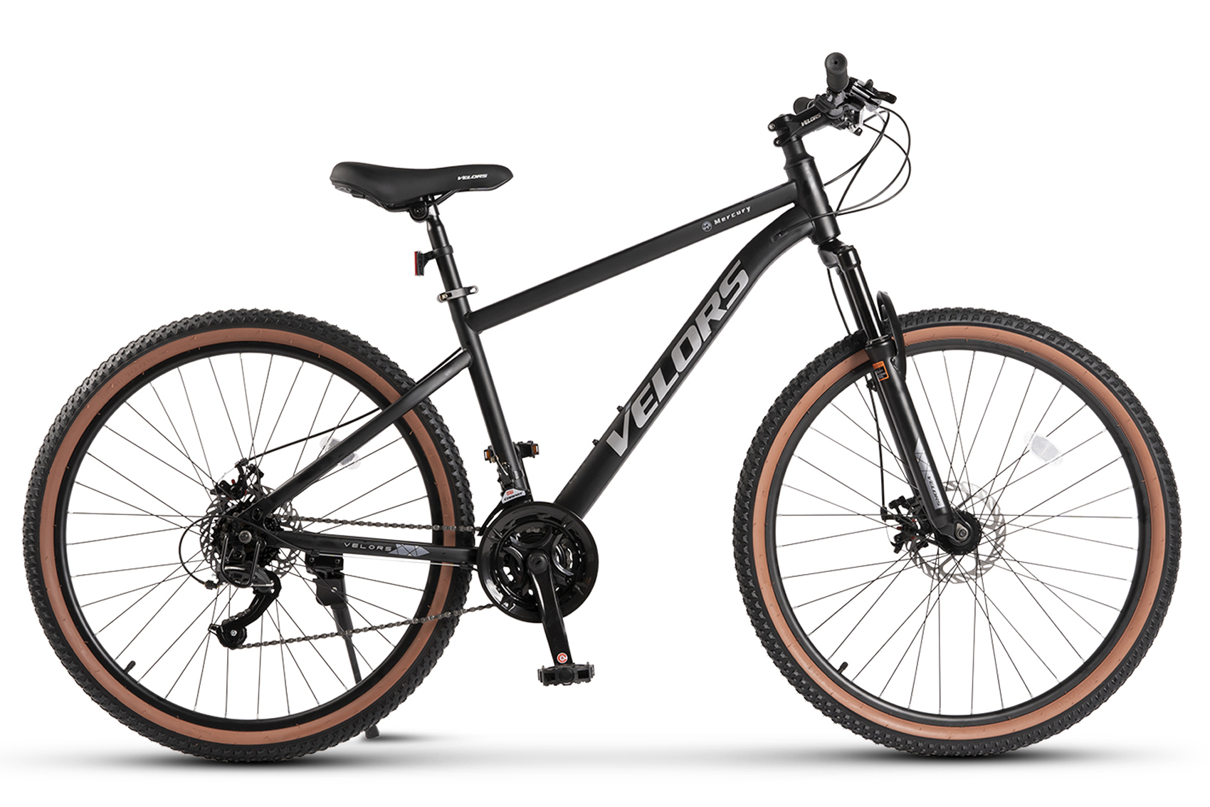 VTT tout-terrain 27,5 pouces, 21 vitesses, double frein à disque, suspension avant 100 mm, semi-assemblé, noir gris
