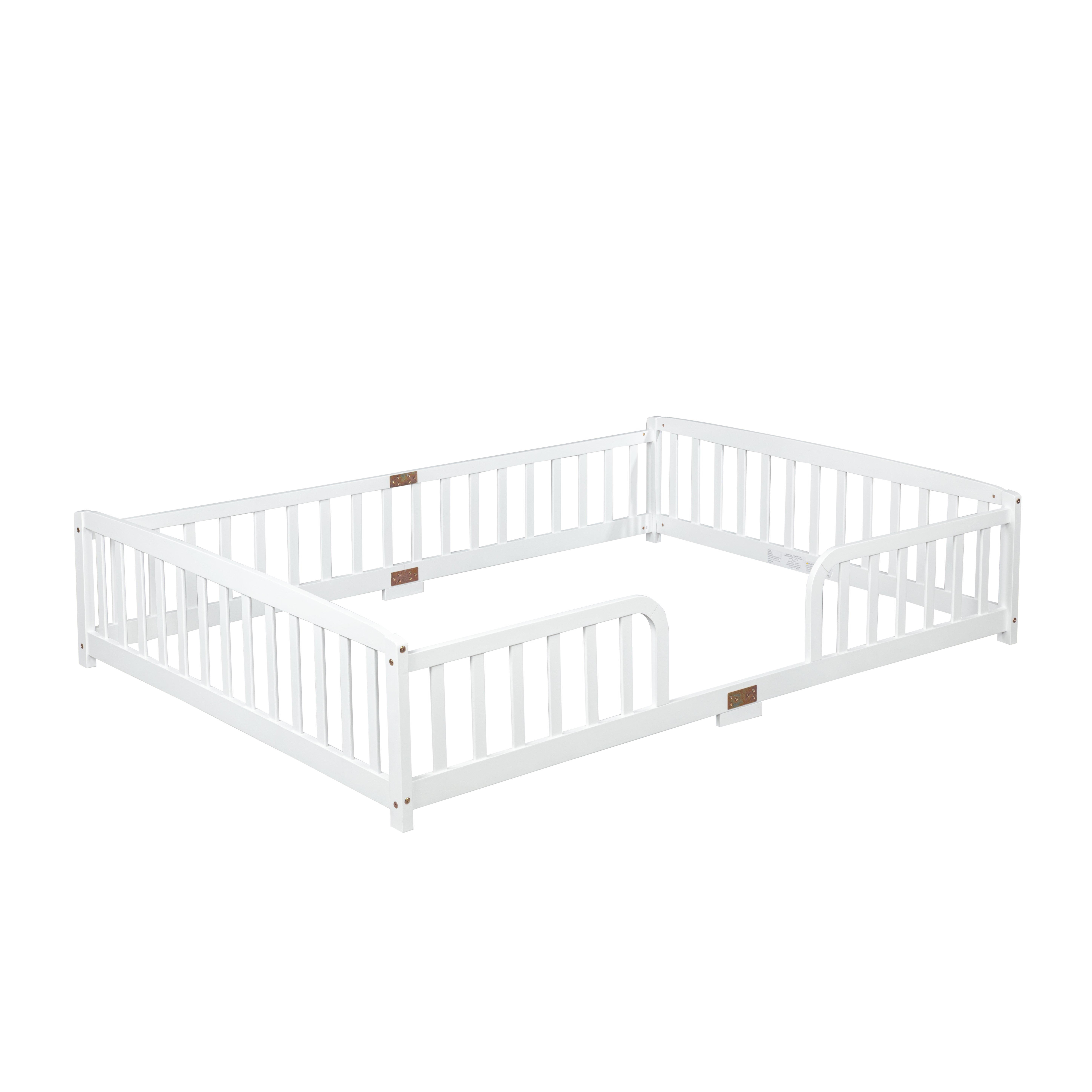 Lit enfant 140x200 cm au sol, avec barrières de sécurité et accès central, pour chambre d'enfant