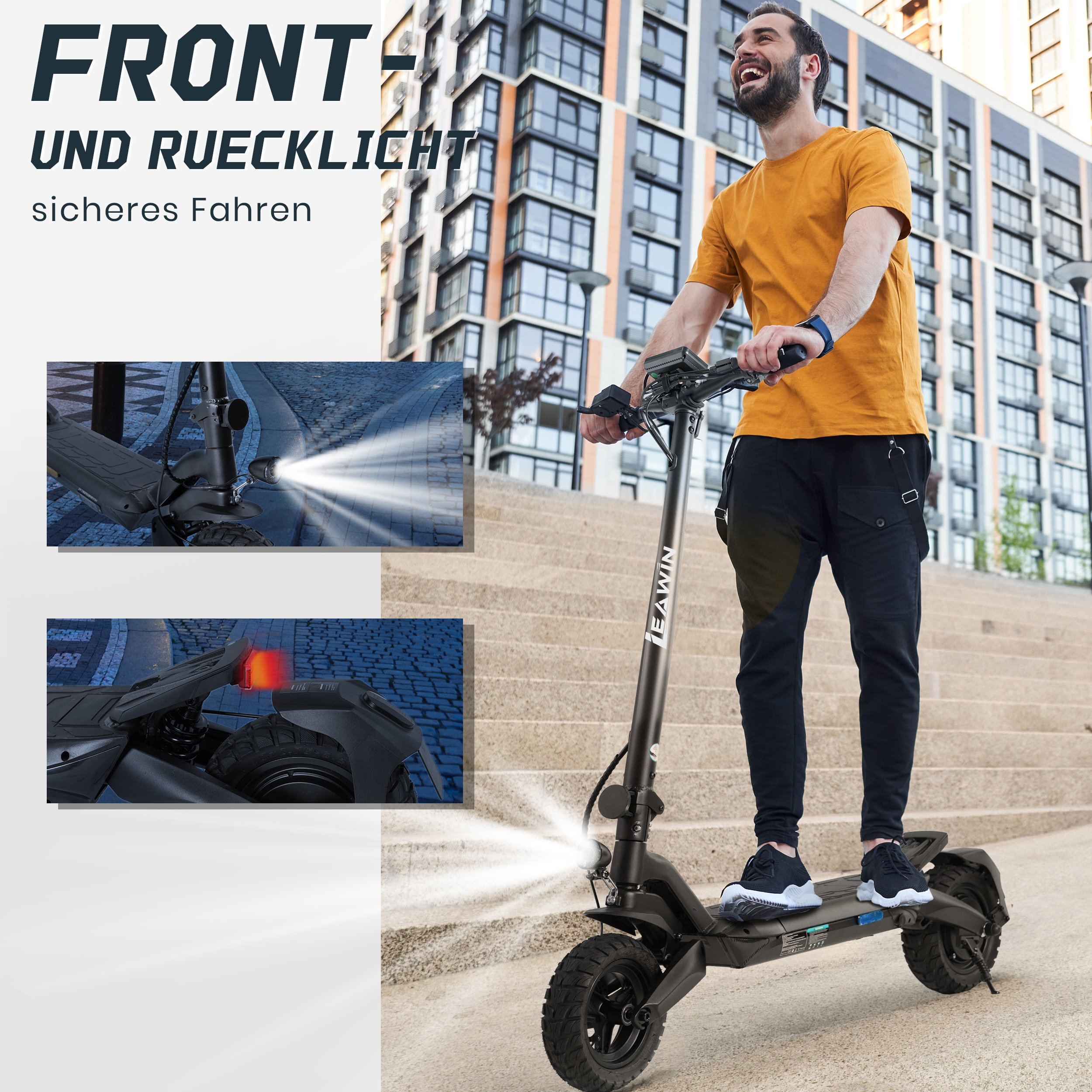 Trottinette électrique 10 pouces, 500W, 48V 720Wh, autonomie 80km, vitesse 20 km/h, pliable, poids 29 kg, pour adultes, ABE, noir