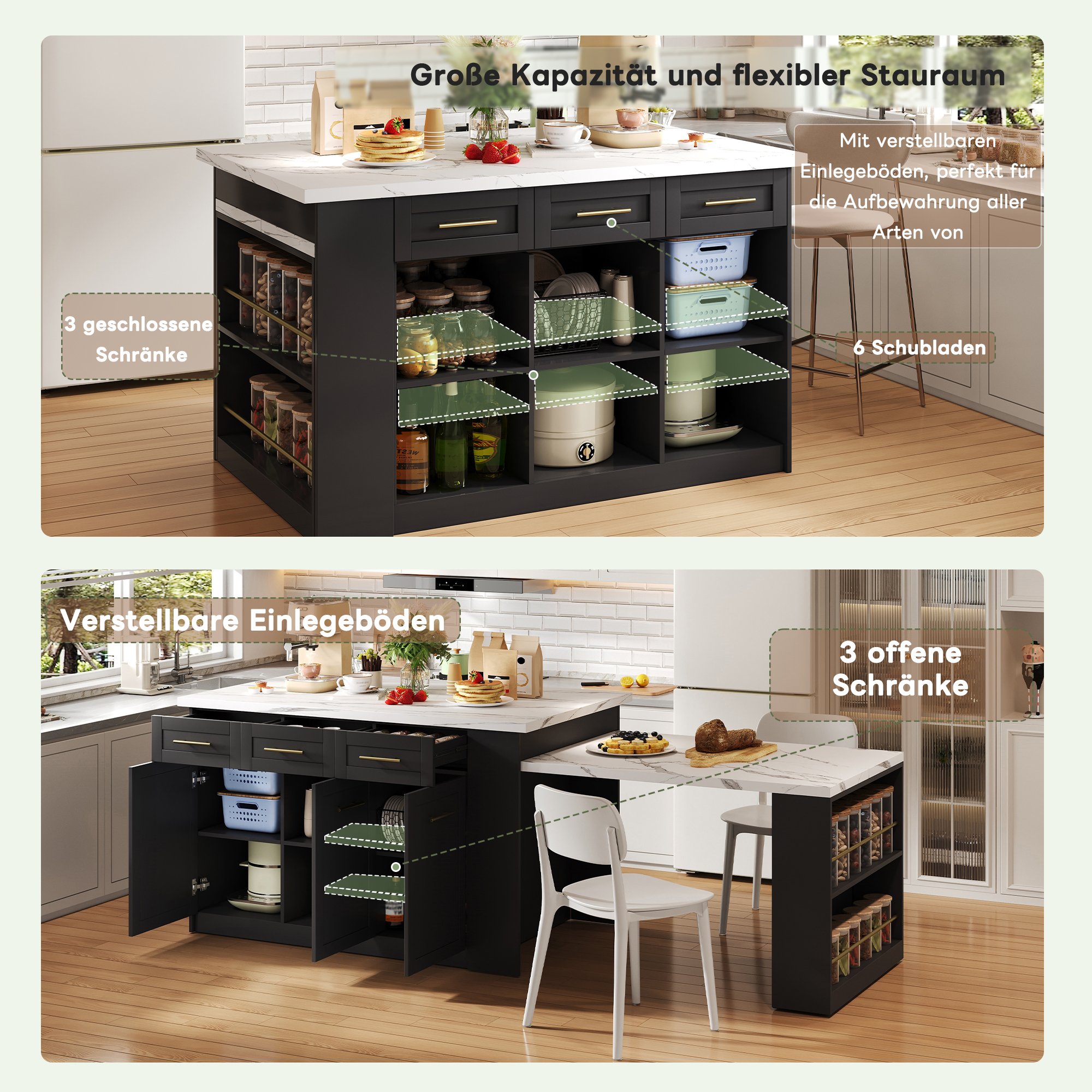 Rangements généreux et modulables