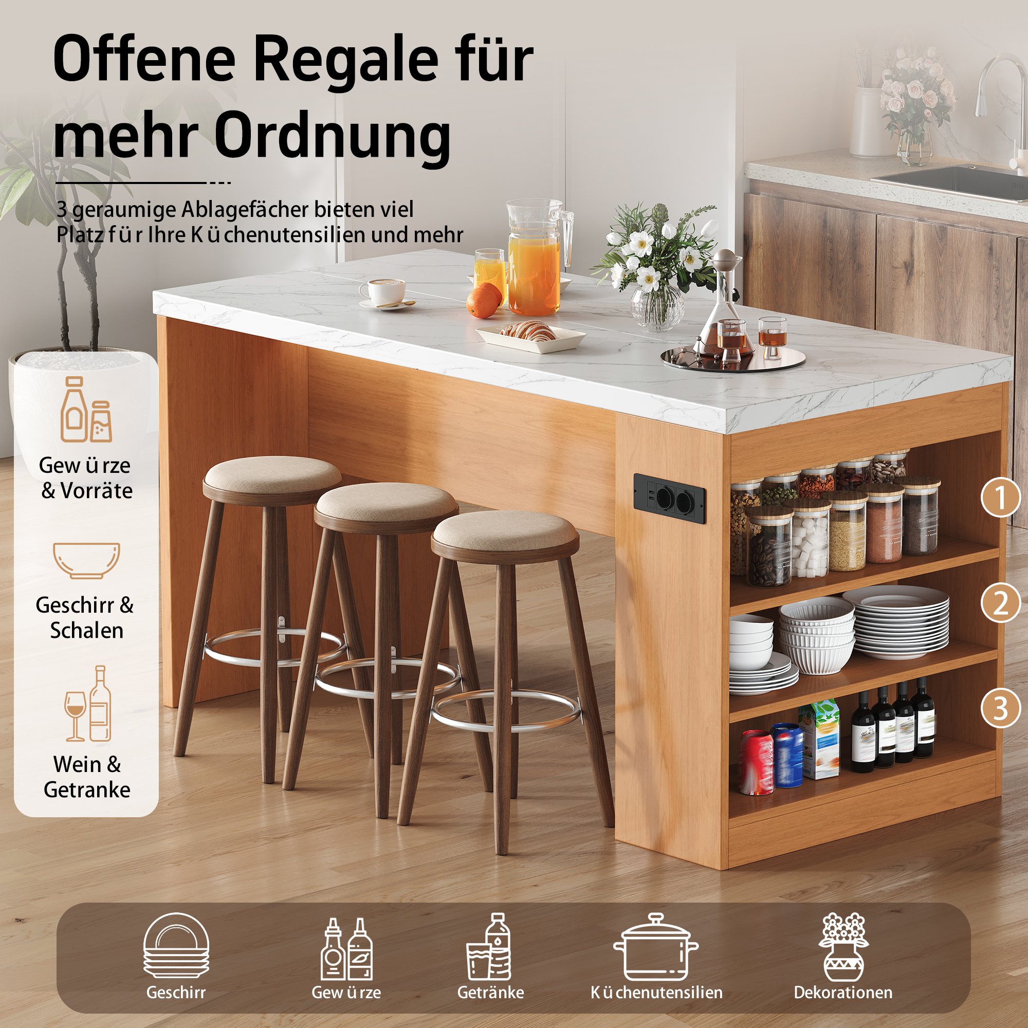 Rangements ouverts pratiques