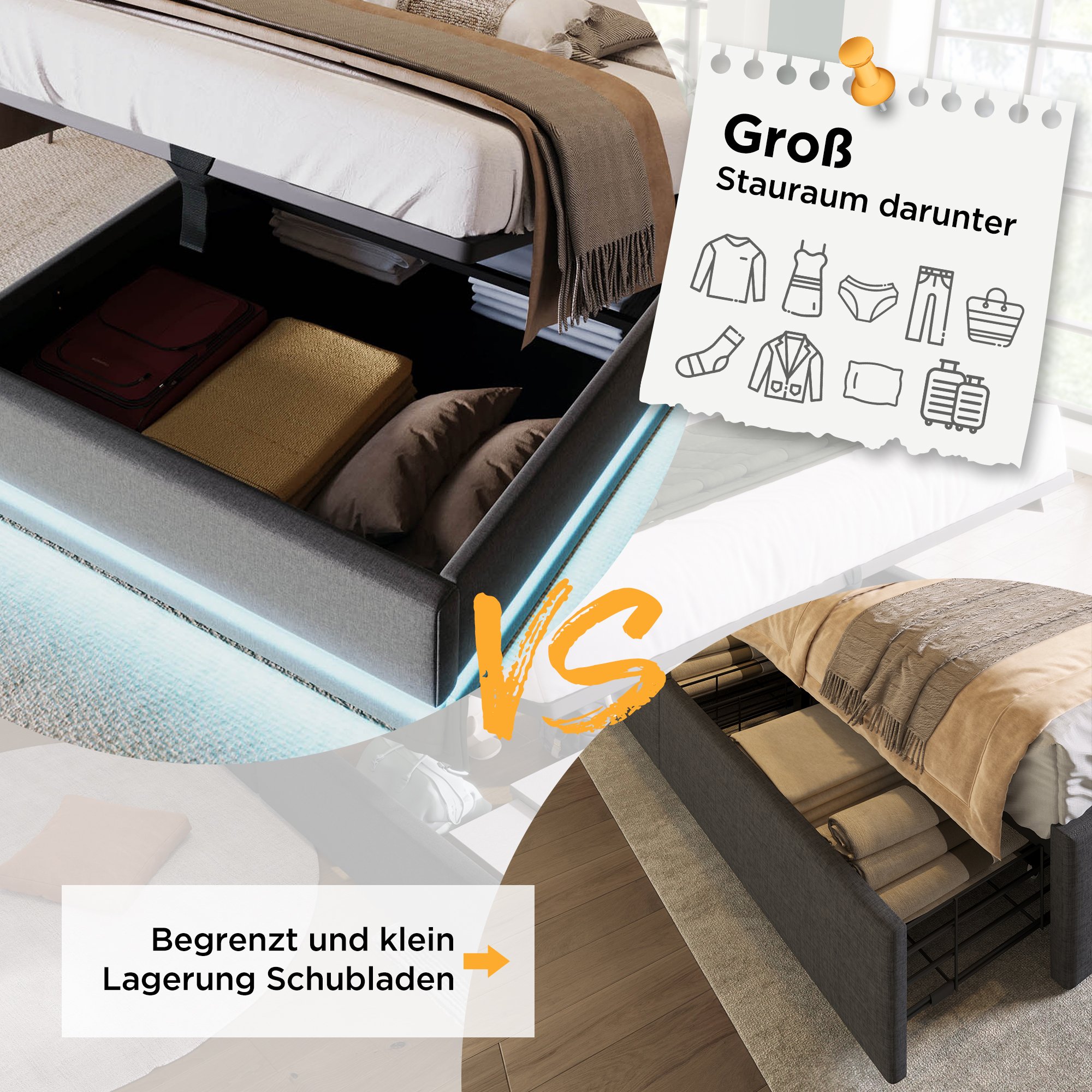lit coffre 90x200 gris en tissu coton, structure acier renforcé avec sommier à lattes et tête de lit rembourrée capitonnée