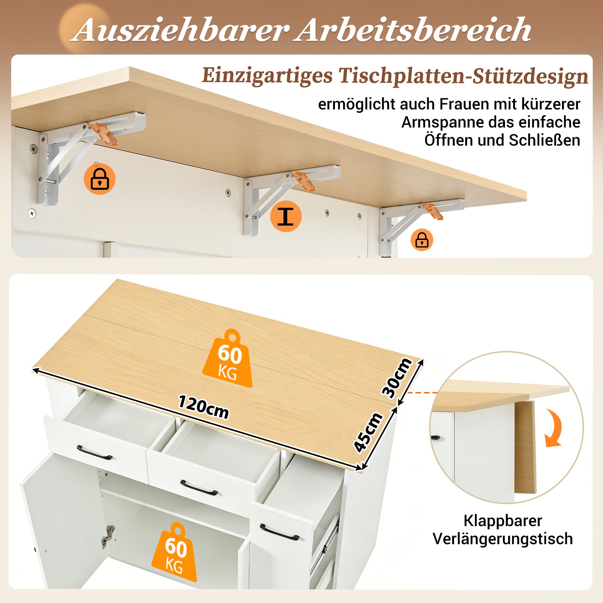 Plan de travail extensible