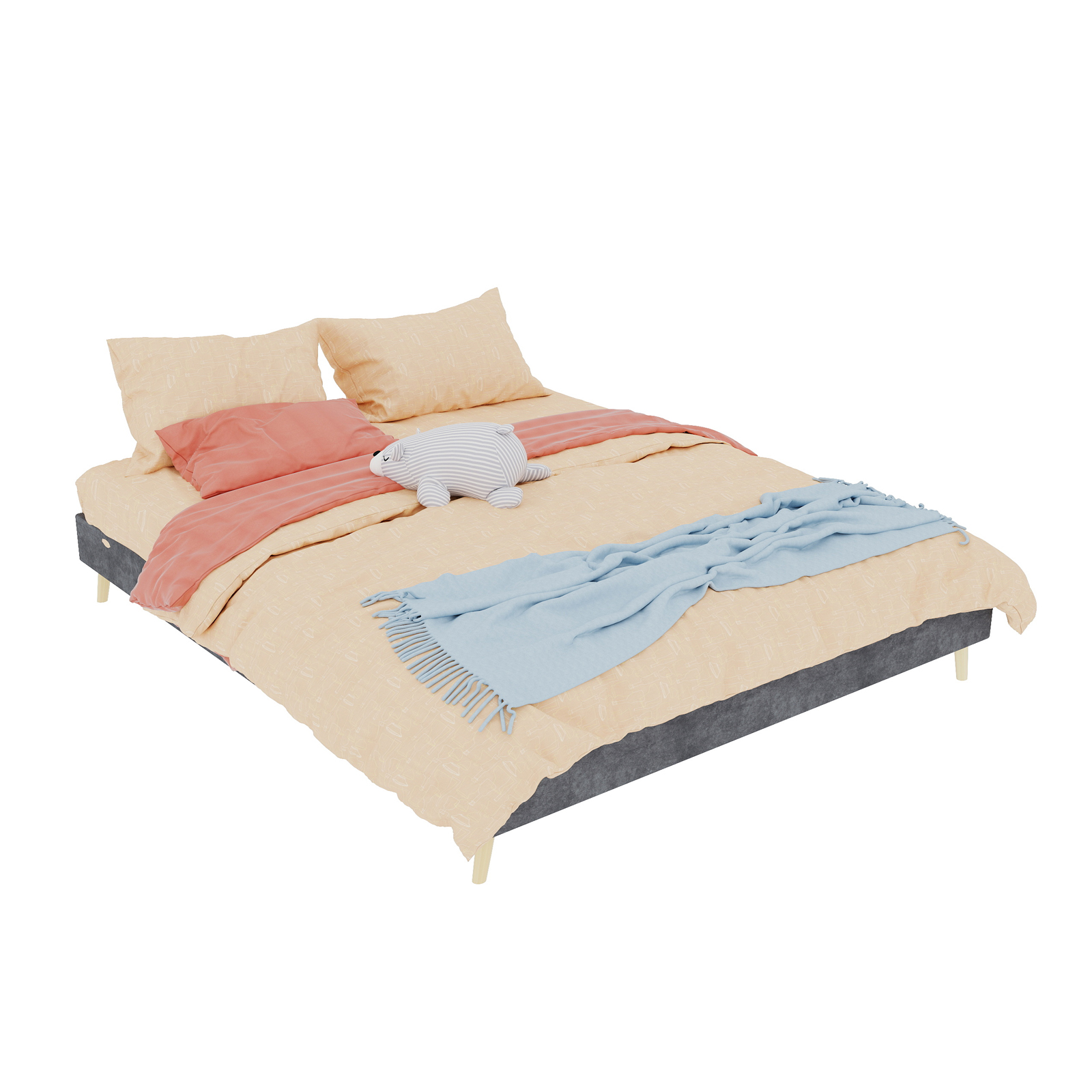 Lit rembourré 160x200 avec tête de lit confortable, structure stable en bois et métal, design moderne