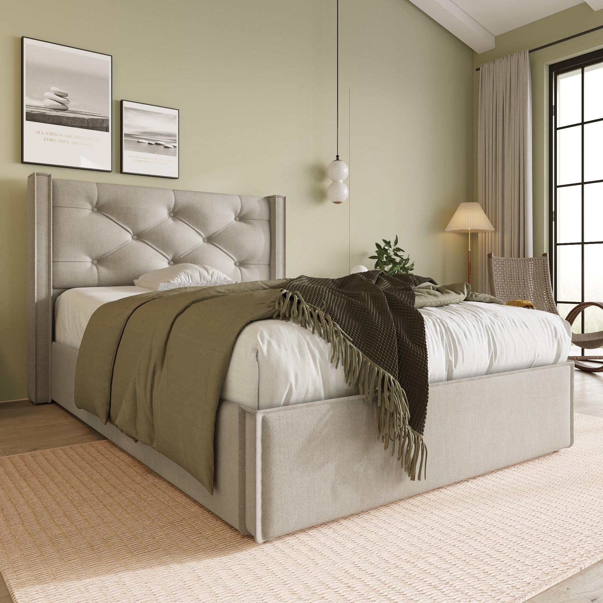 lit coffre 90x200 gris clair rembourré avec matelas et sommier à lattes, rangement hydraulique