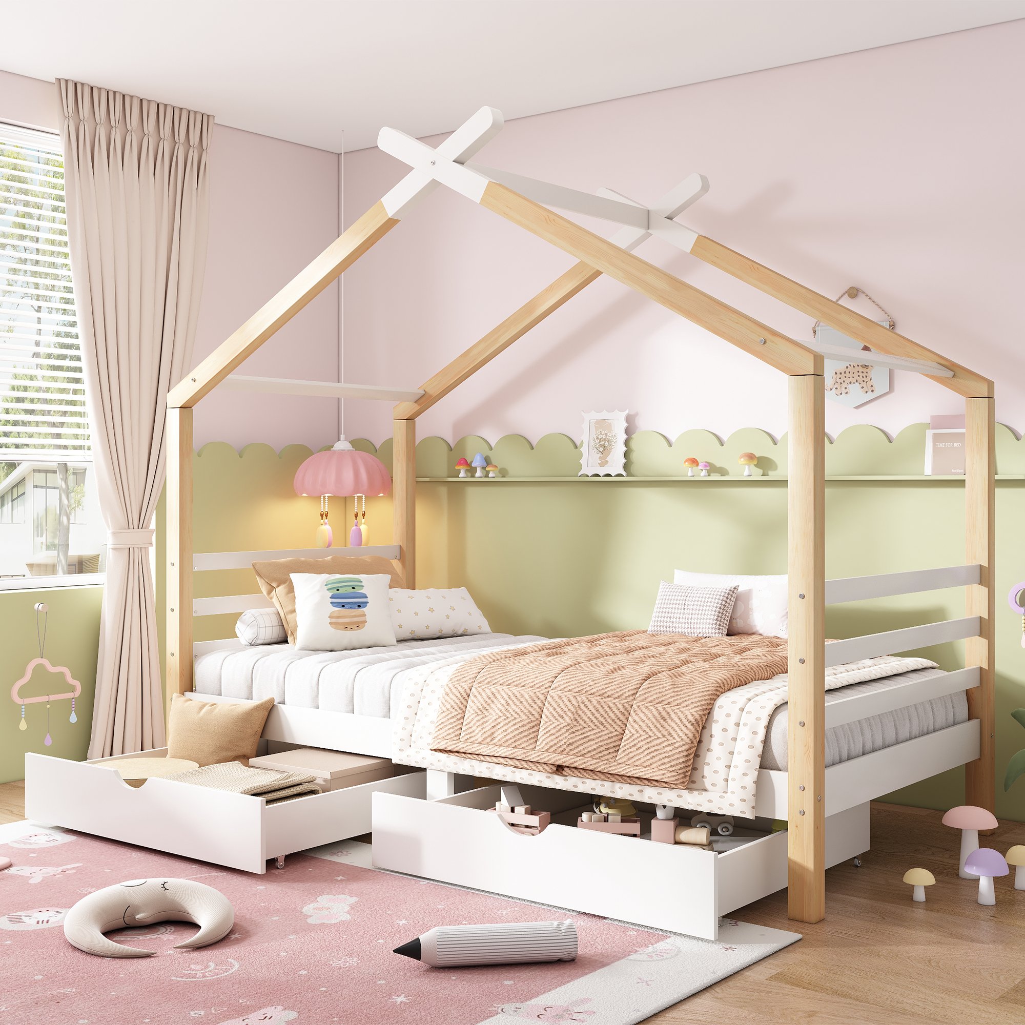 Lit cabane enfant dimensions 90x200 cm hauteur 183 cm poids max 120 kg livraison deux colis montage requis