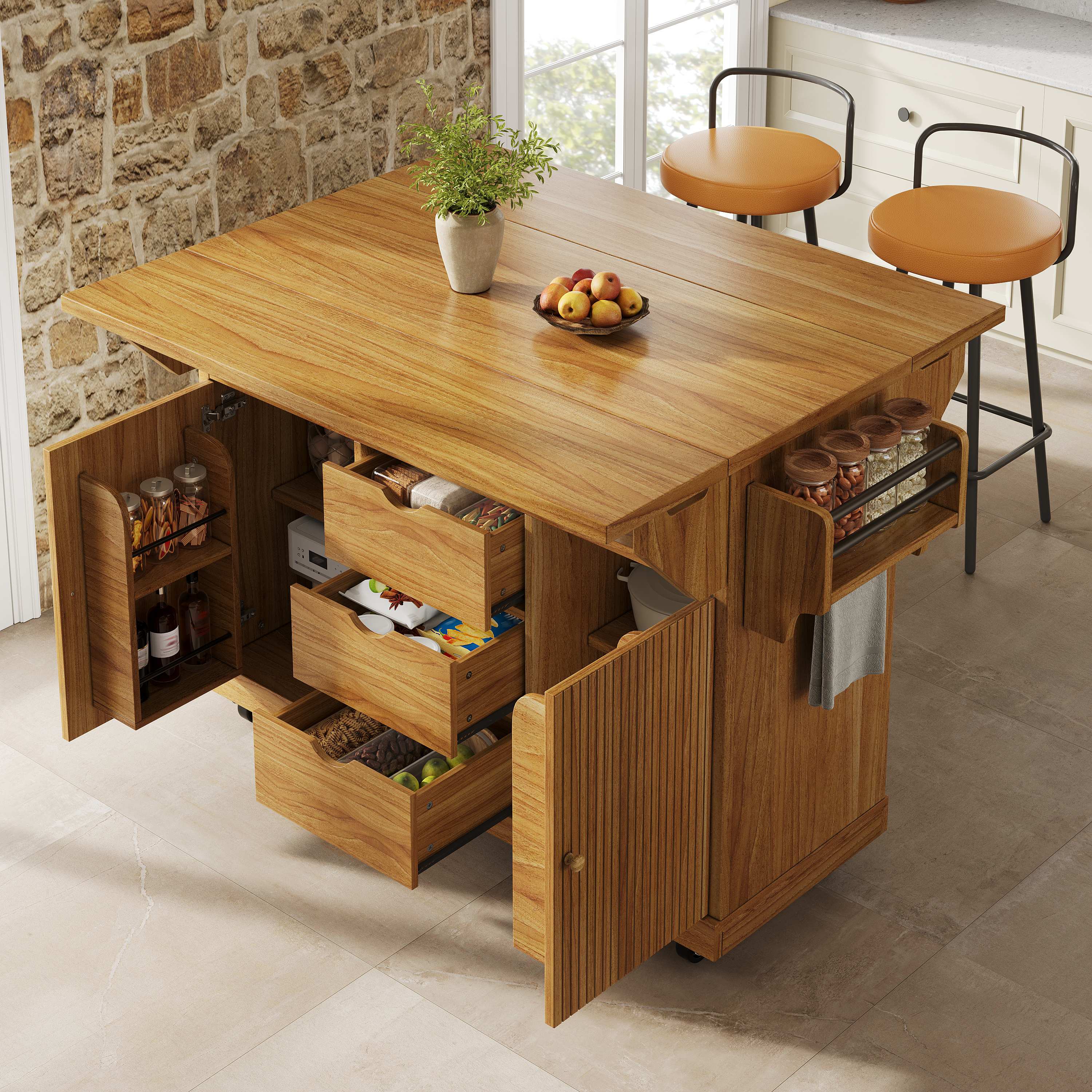 Tablettes rabattables pour plus d'espace