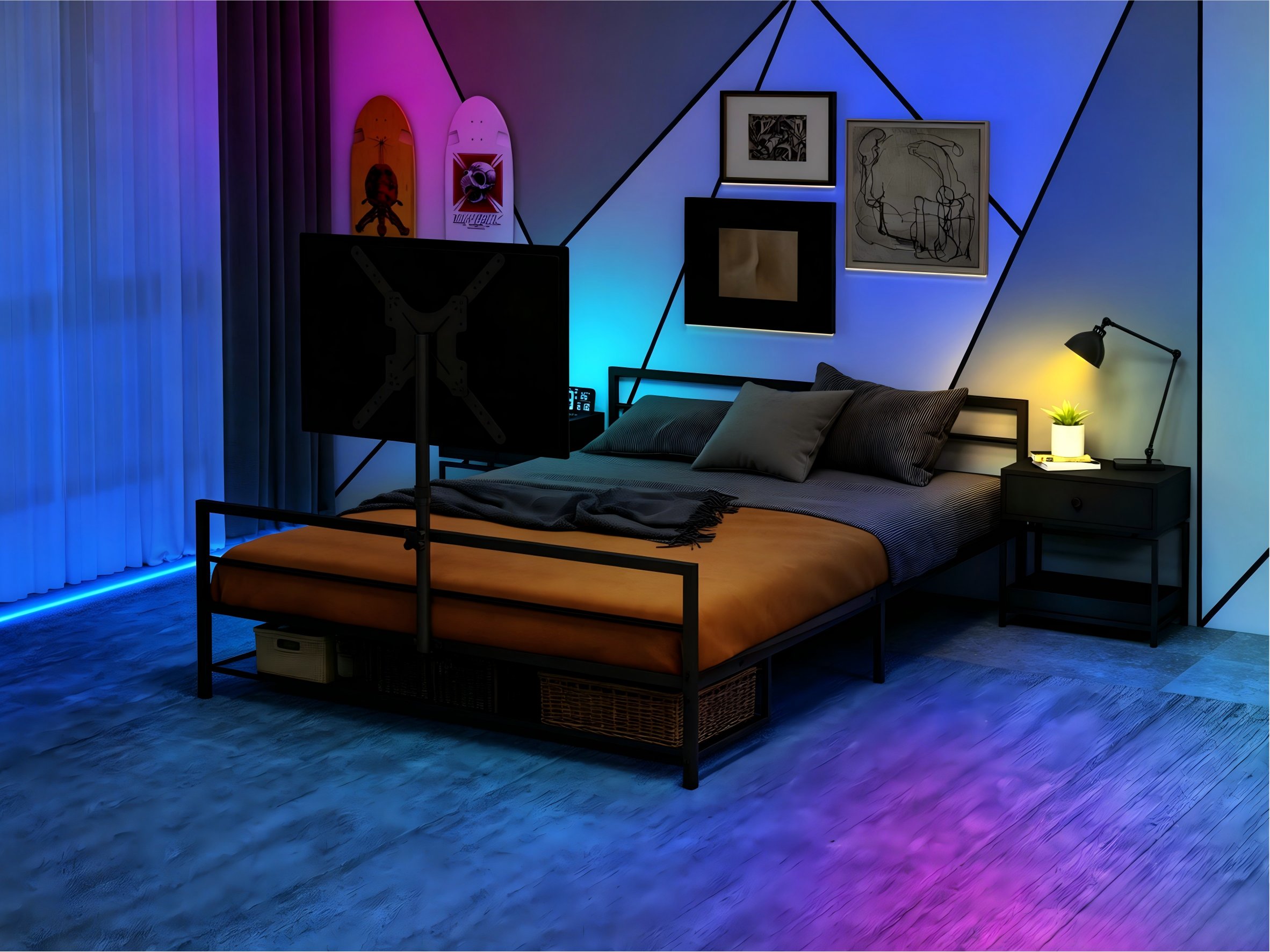 Rangement pratique sous le lit