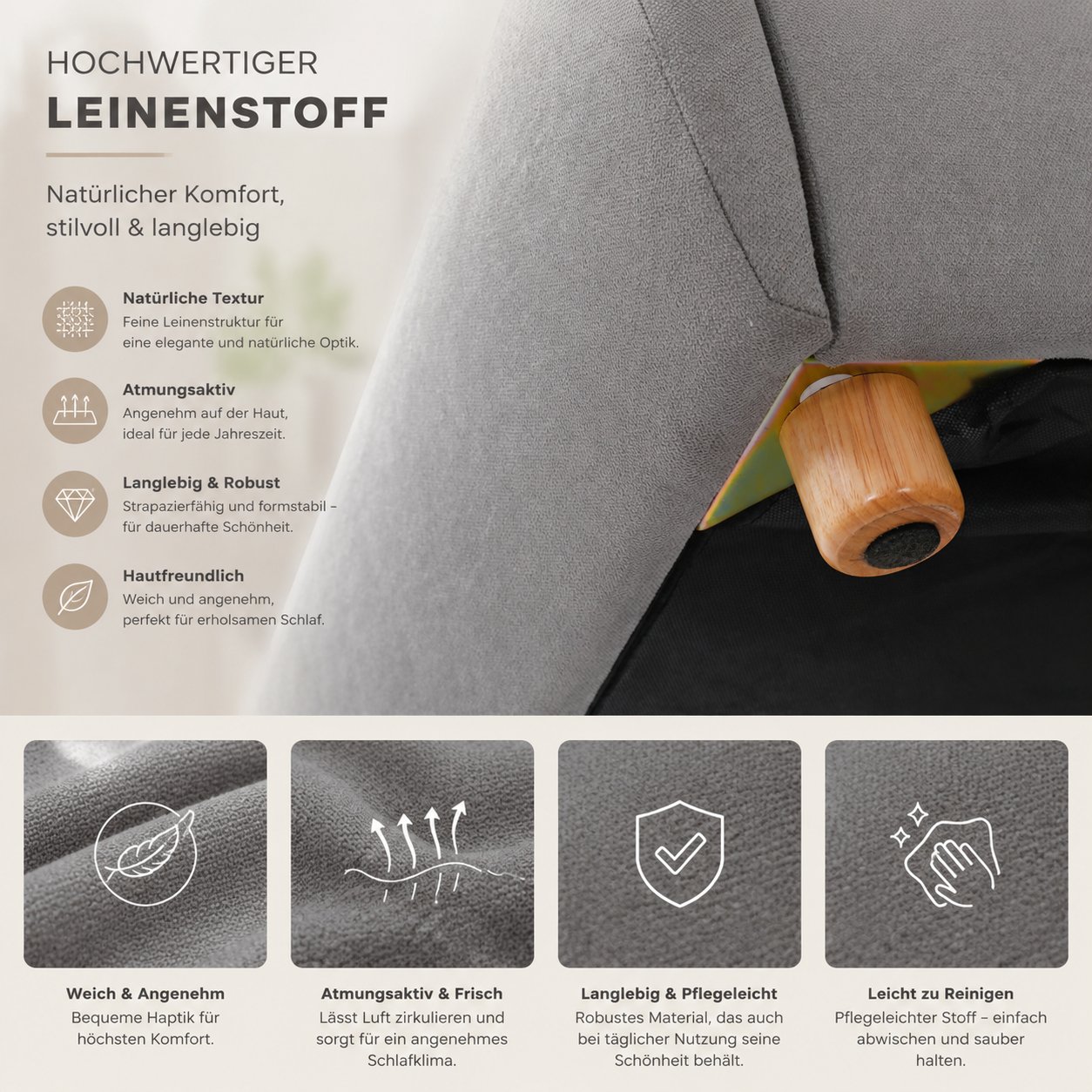 Tissu en lin naturel respirant et durable