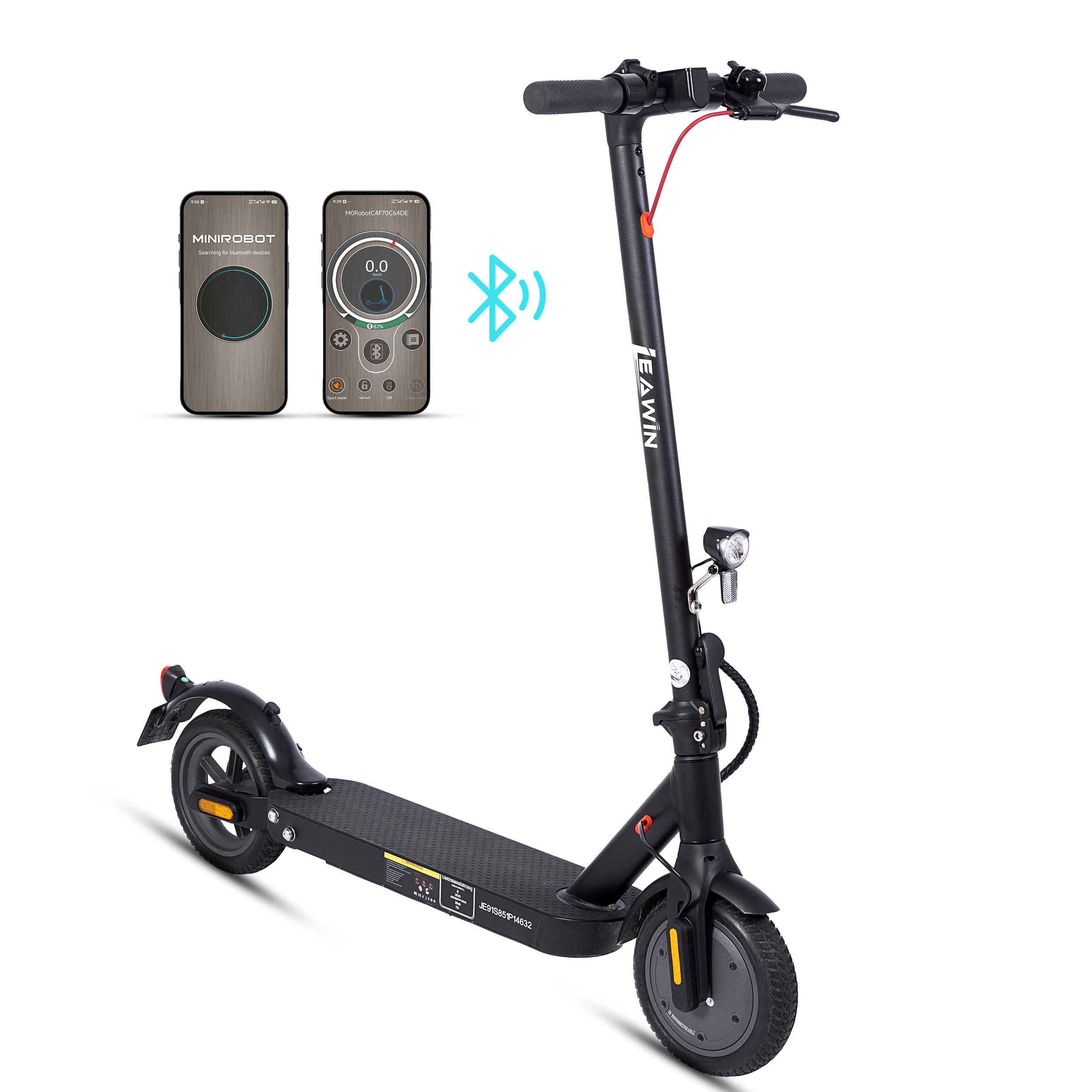 Trottinette électrique avec ABE, moteur 350W, autonomie 25-40 km, double freinage E-ABS et disque, pliable, LED, noir