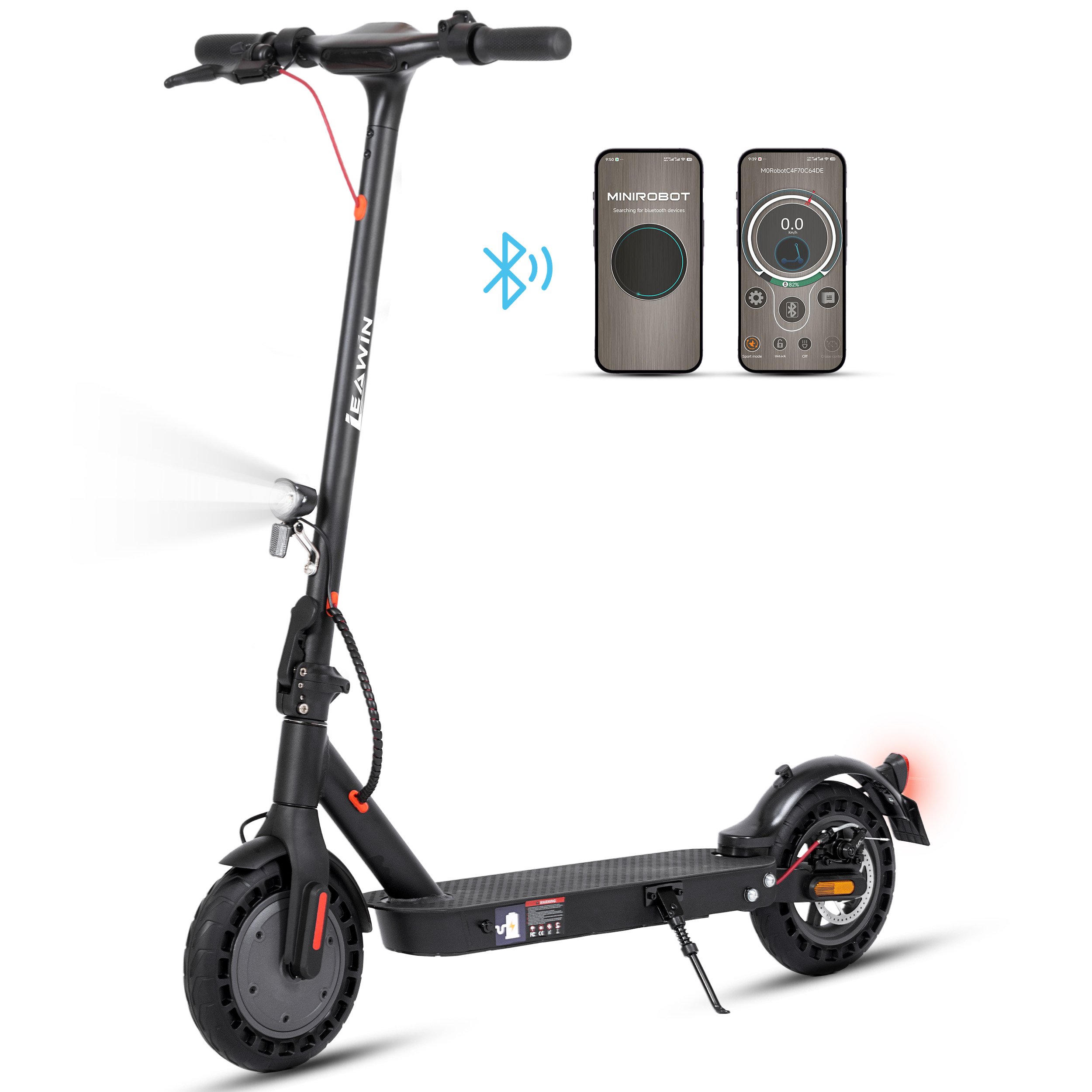 Trottinette électrique pliable en aluminium, pneus pleins, double frein, 500W, 20 km/h, 35-45km, avec APP et éclairage LED