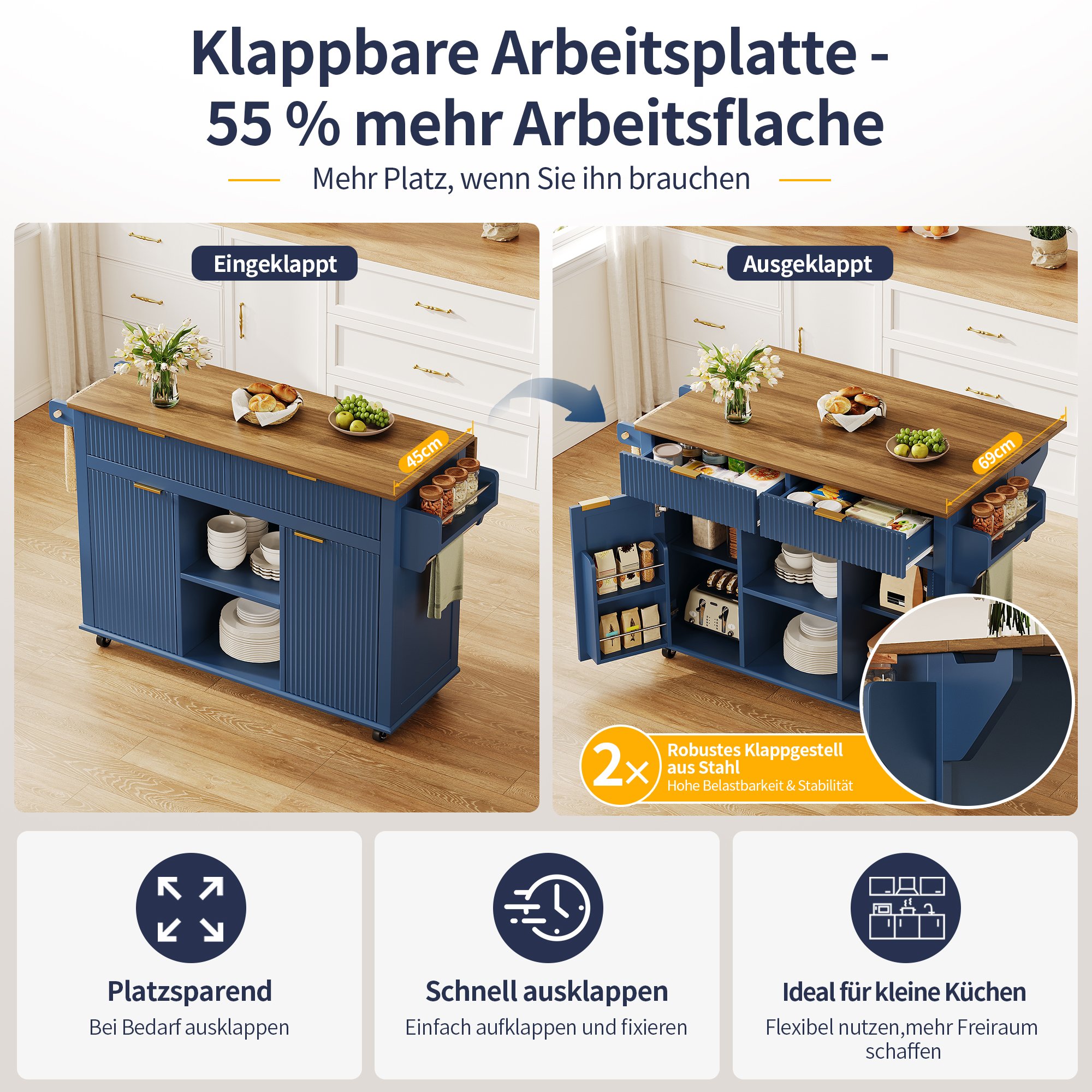 Plan de travail rabattable