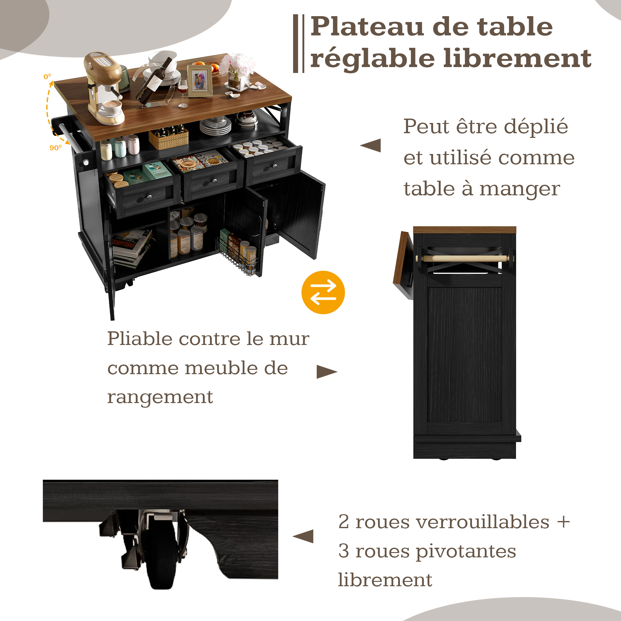 Plan de travail rabattable