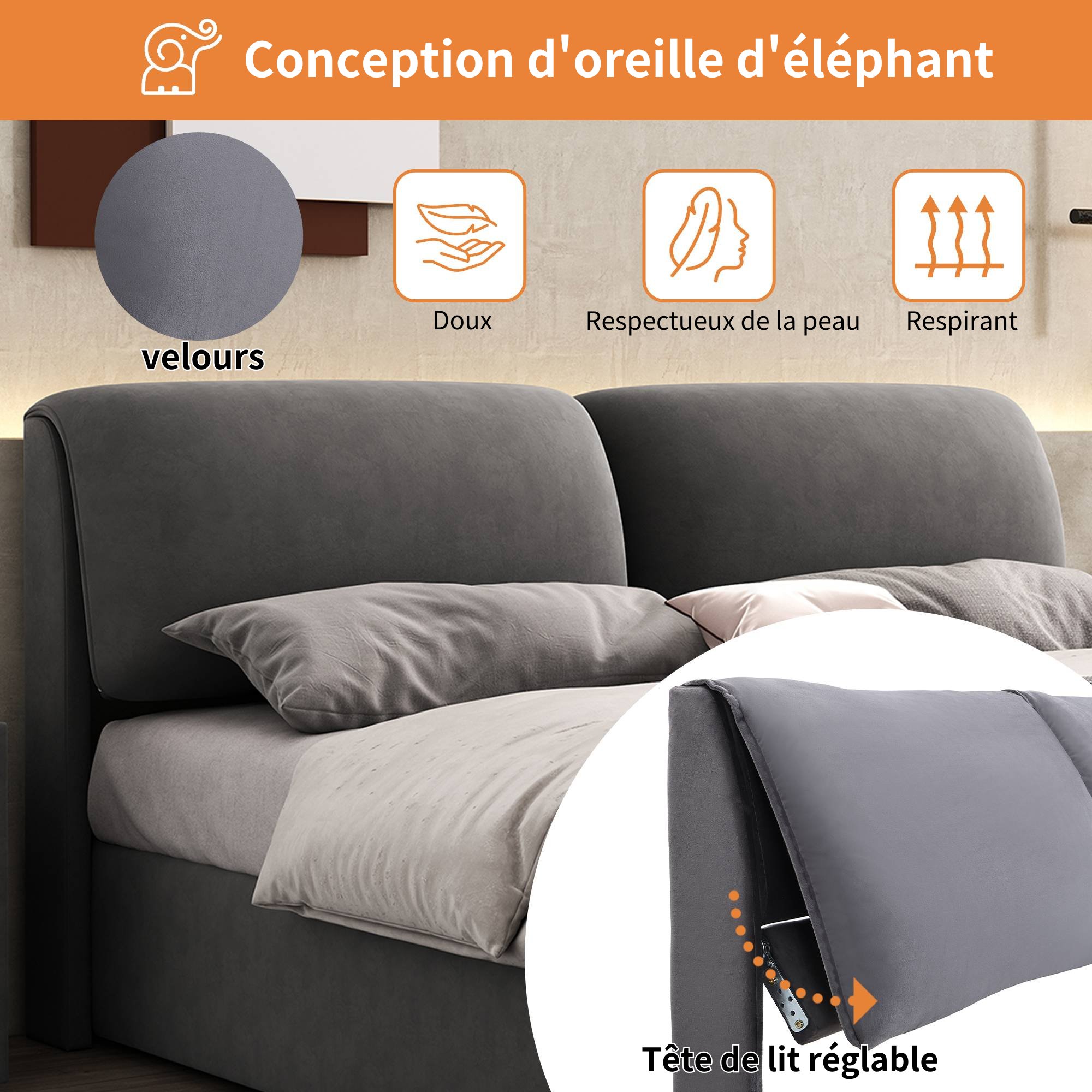 Tête de Lit Oreilles d'Éléphant