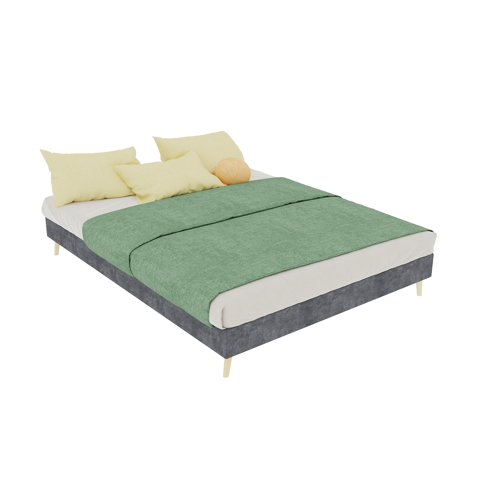 Cadre de lit 140x200 en velours gris, sans tête de lit ni matelas, à monter soi-même