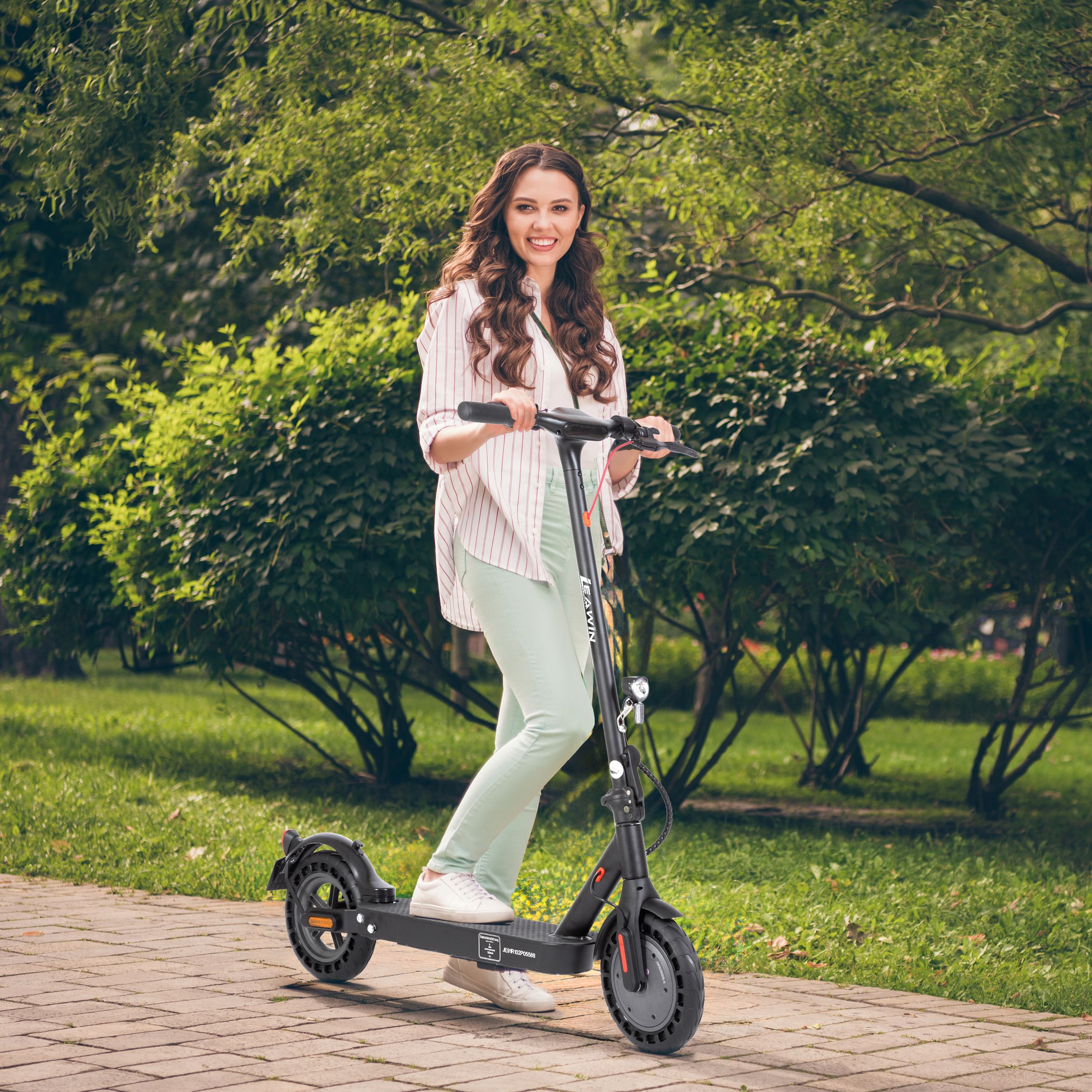 Trottinette électrique pliable en aluminium, pneus pleins, double frein, 500W, 20 km/h, 35-45km, avec APP et éclairage LED