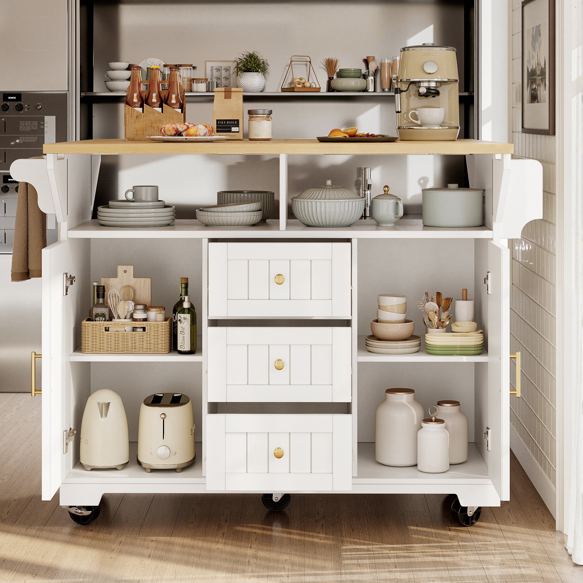 Rangement généreux et organisé