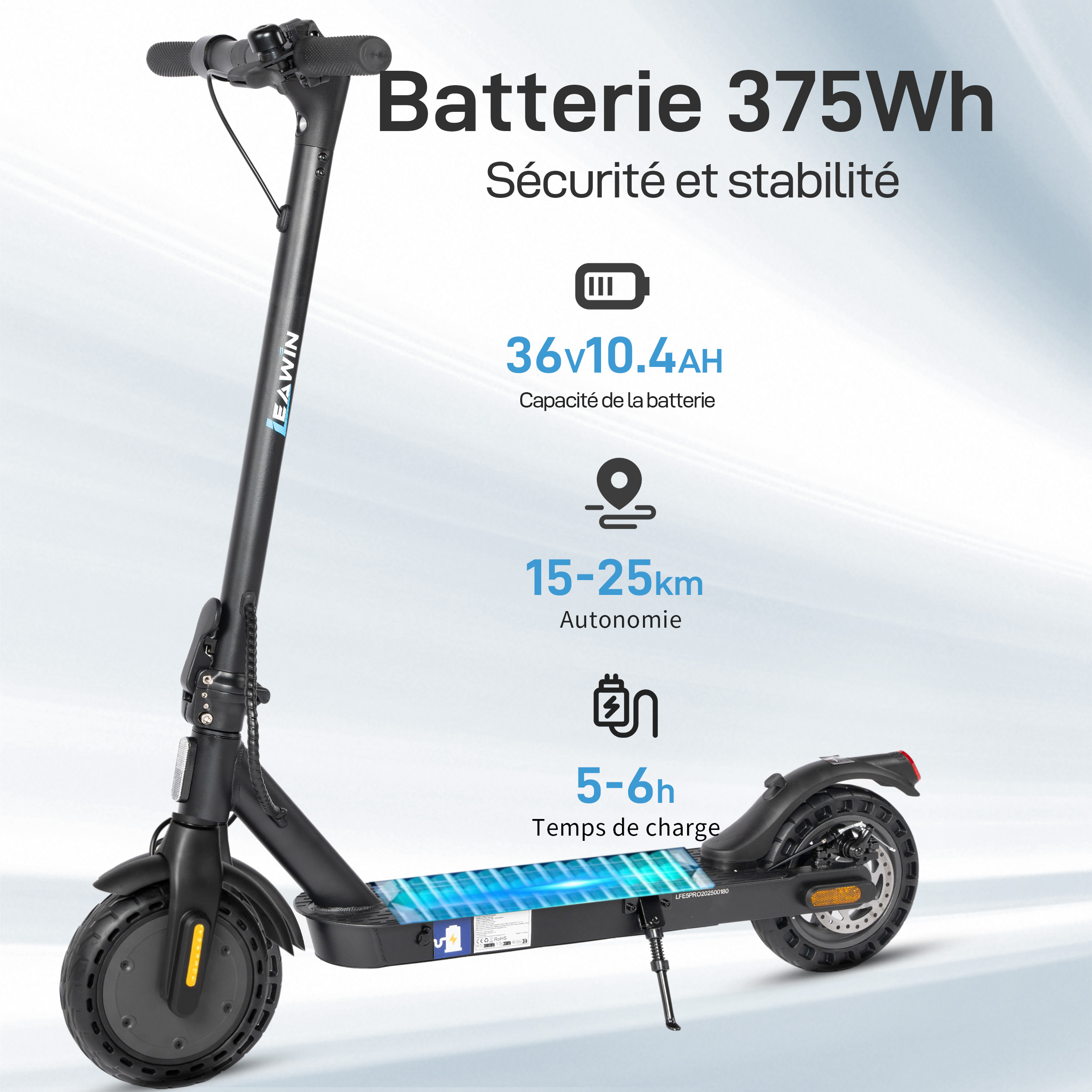 Trottinette électrique pliante 500W, 25 km/h, 30 km autonomie, pneus 10 pouces, app et antivol