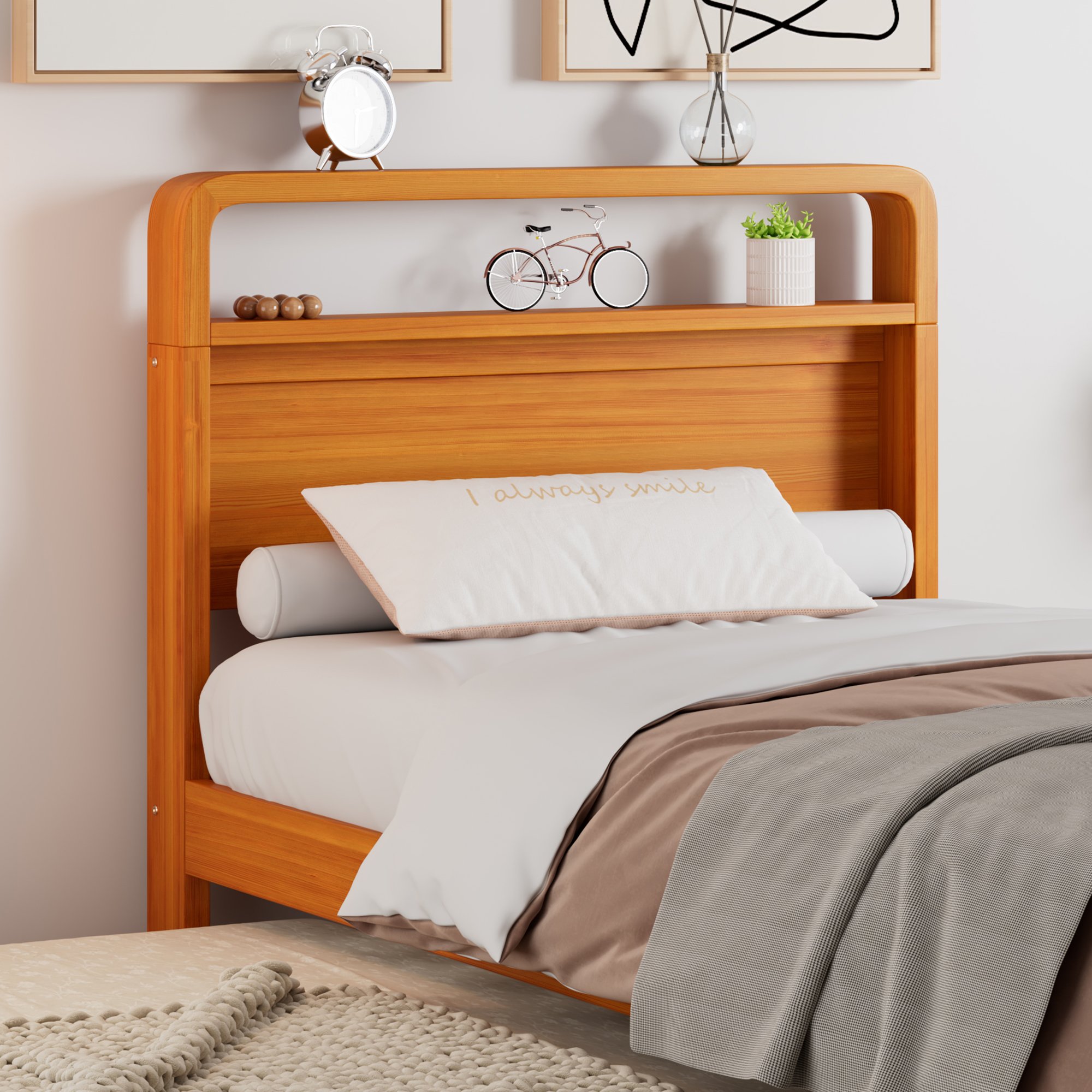 Lit gigogne 90x200 en bois avec tiroir 90x190, tête arrondie, montage flexible