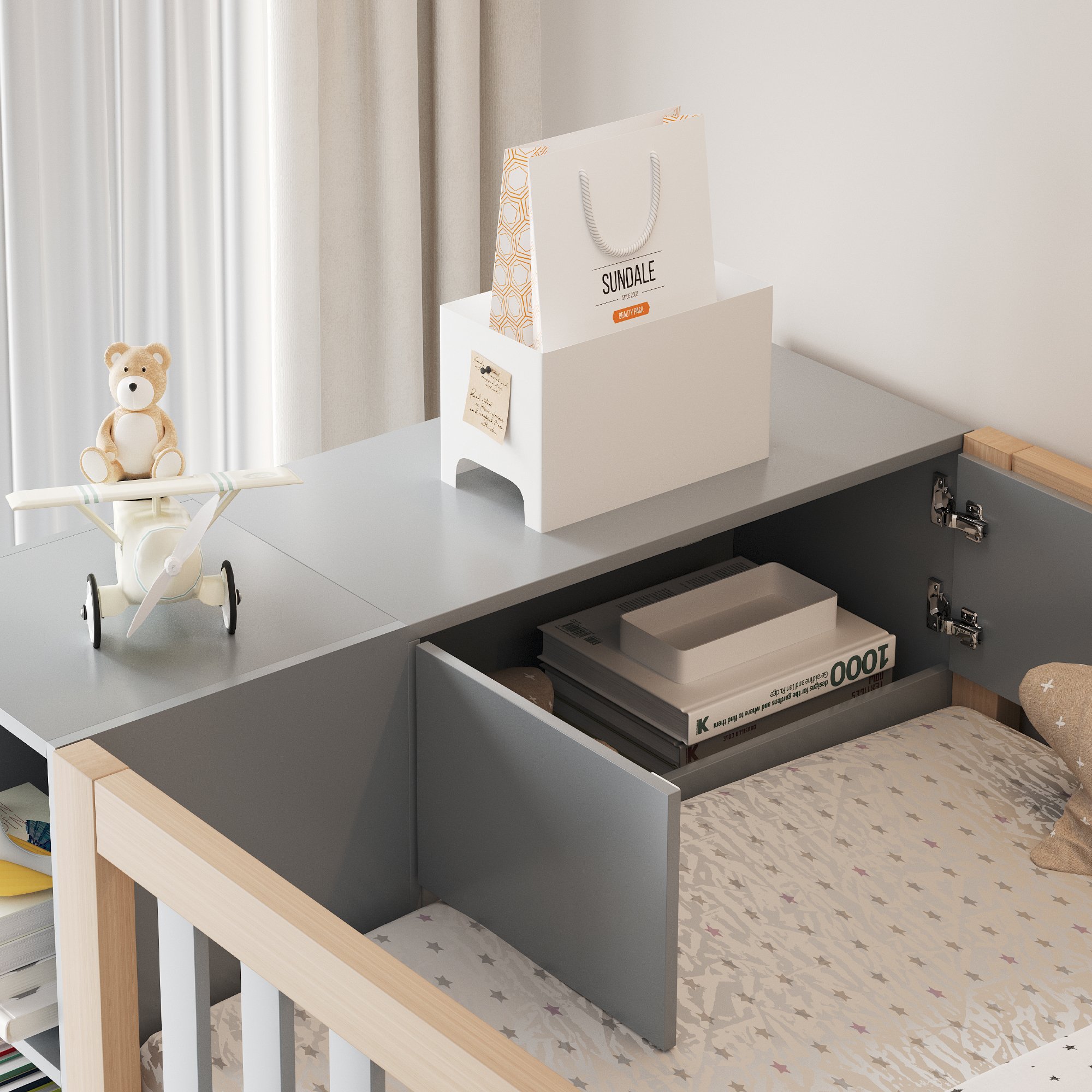 Échelle de sécurité avec rangements intégrés