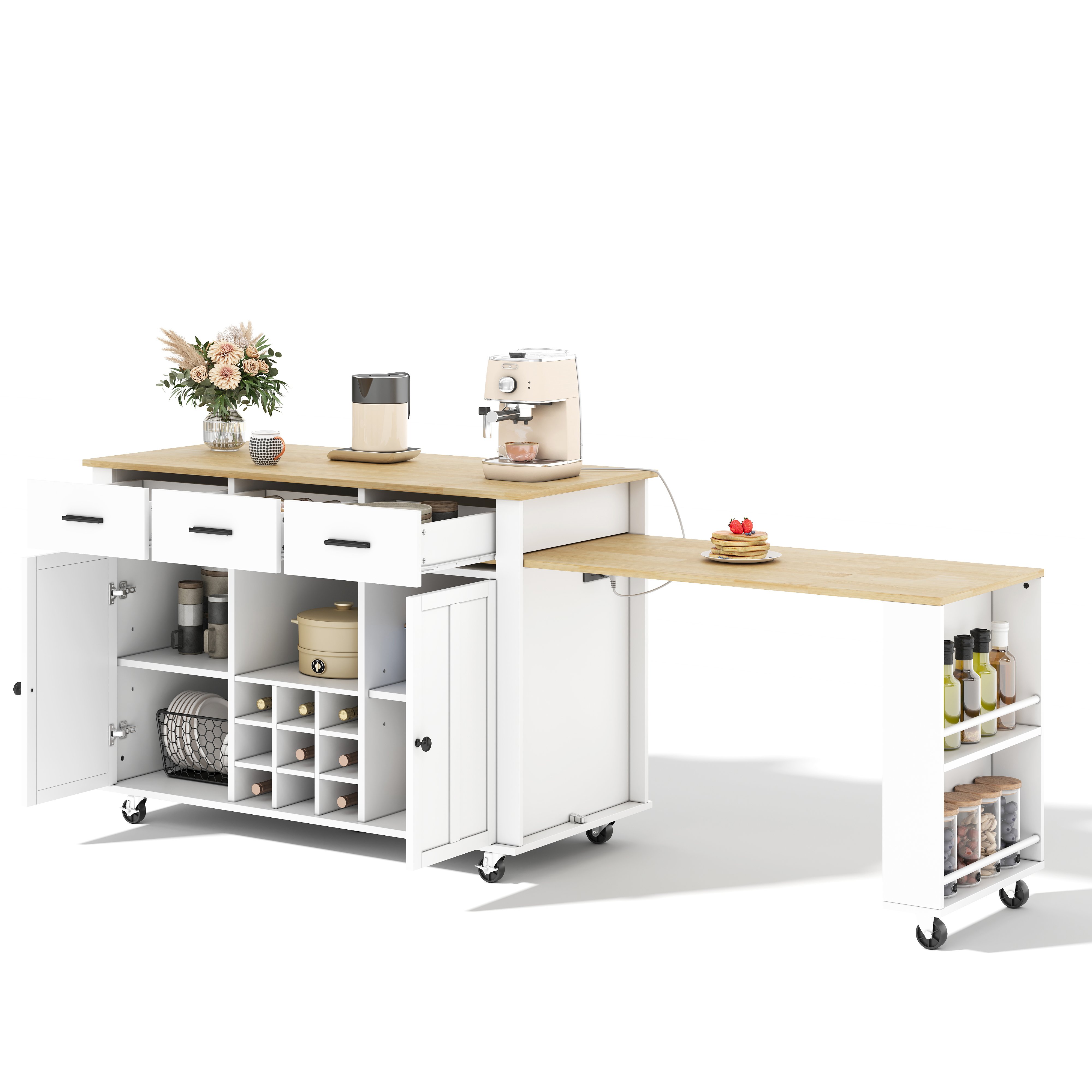 Rangement spacieux et porte-bouteilles intégré