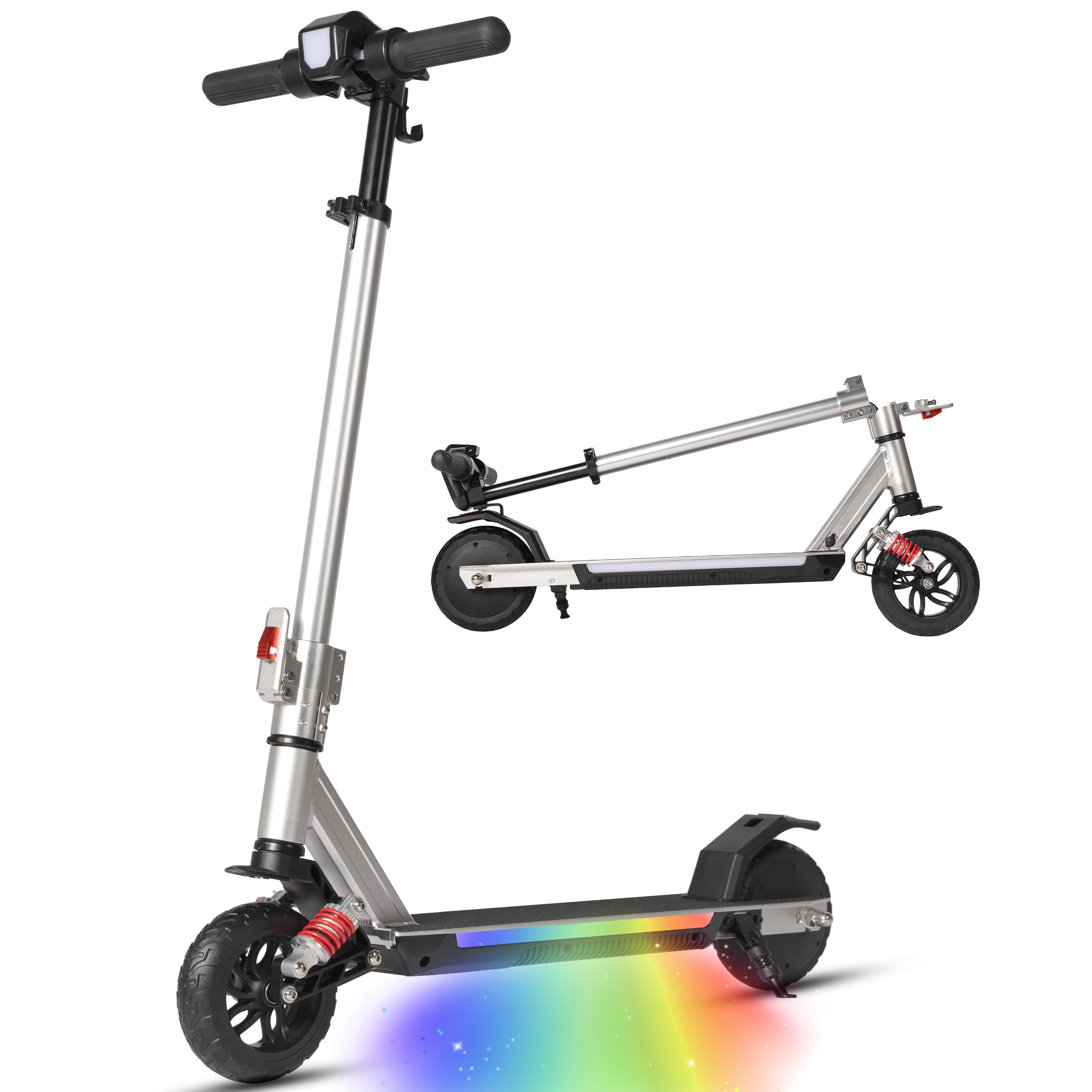 Trottinette enfant électrique 14 km/h, pliable, aluminium, guidon réglable, éclairage LED, frein EBS, pour enfants dès 10 ans