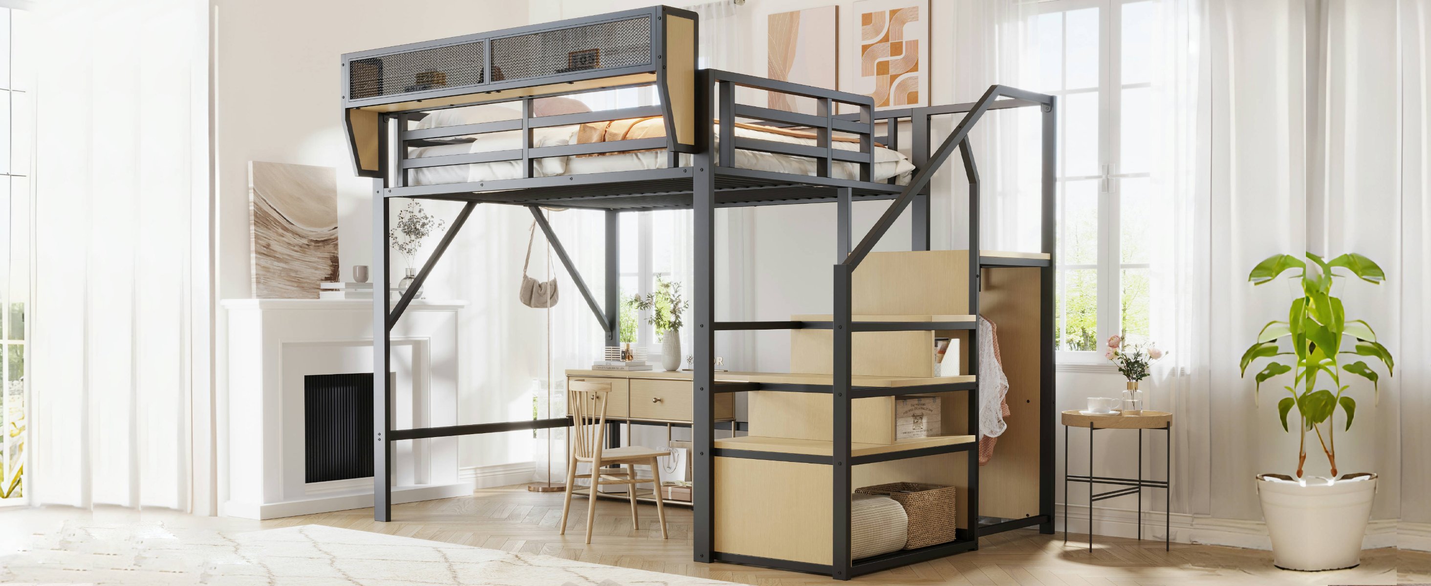 Espace sous le lit de 140 cm