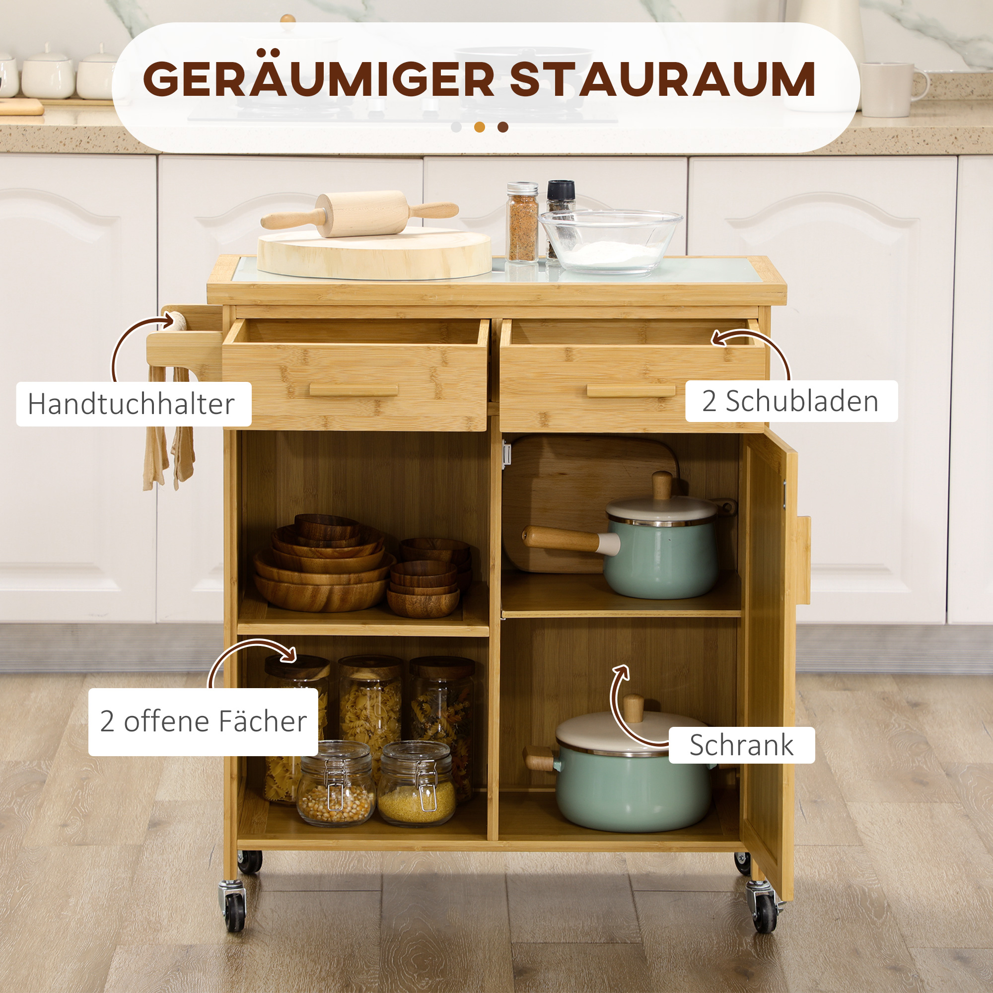 De nombreux rangements pour une cuisine organisée