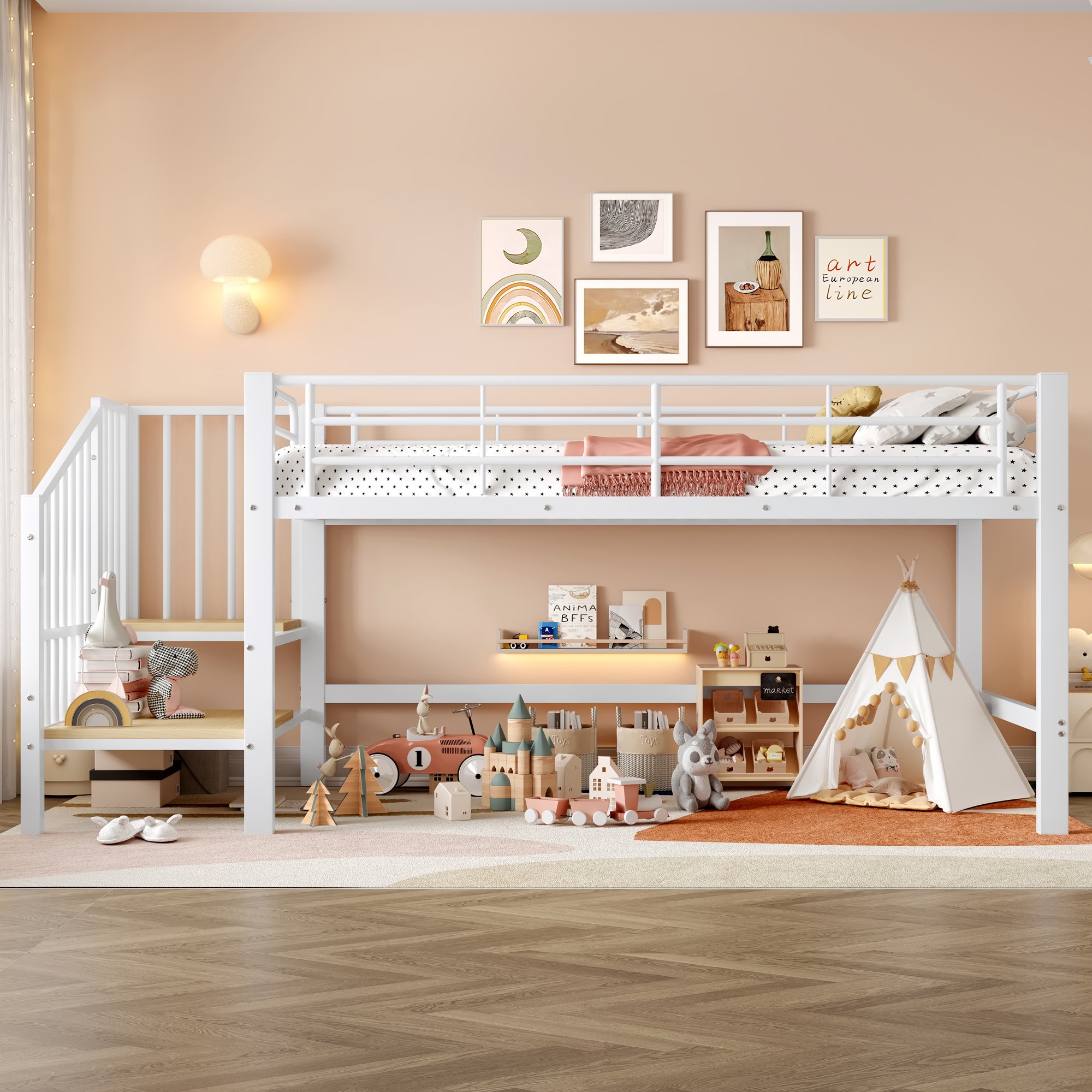 Escalier sécurisé avec rangements intégrés