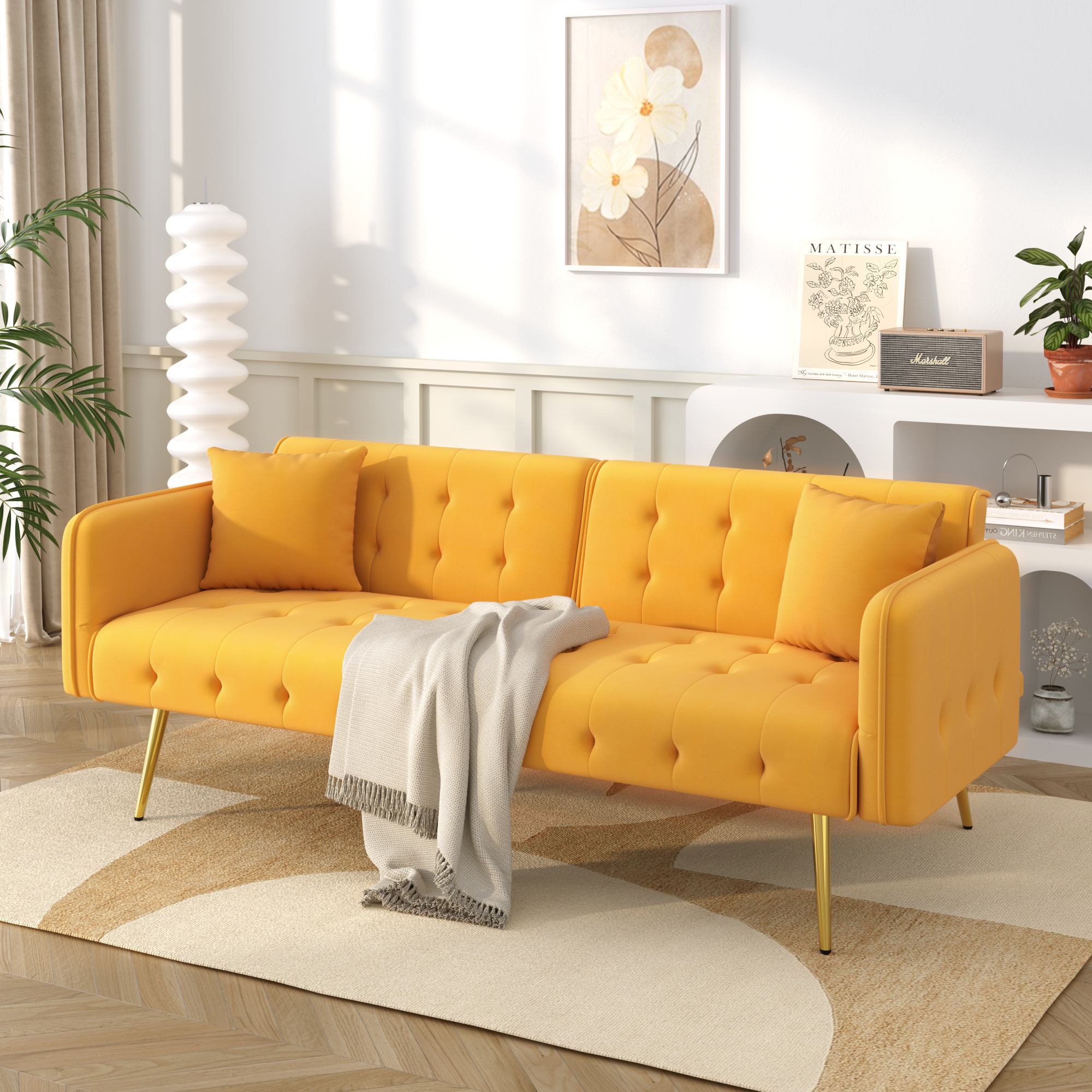Canapé Convertible 2 Places Dimensions 178x82x70 cm, Surface de Couching 215x81,5 cm, Design Compact Idéal Studio ou Salon