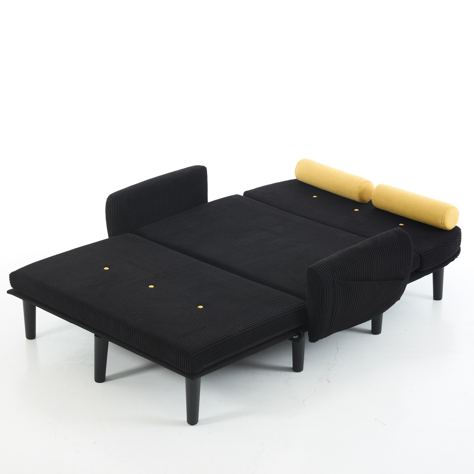 Fauteuil relax convertible canapé jour nuit noir velours côtelé avec coffre rangement et dossier réglable