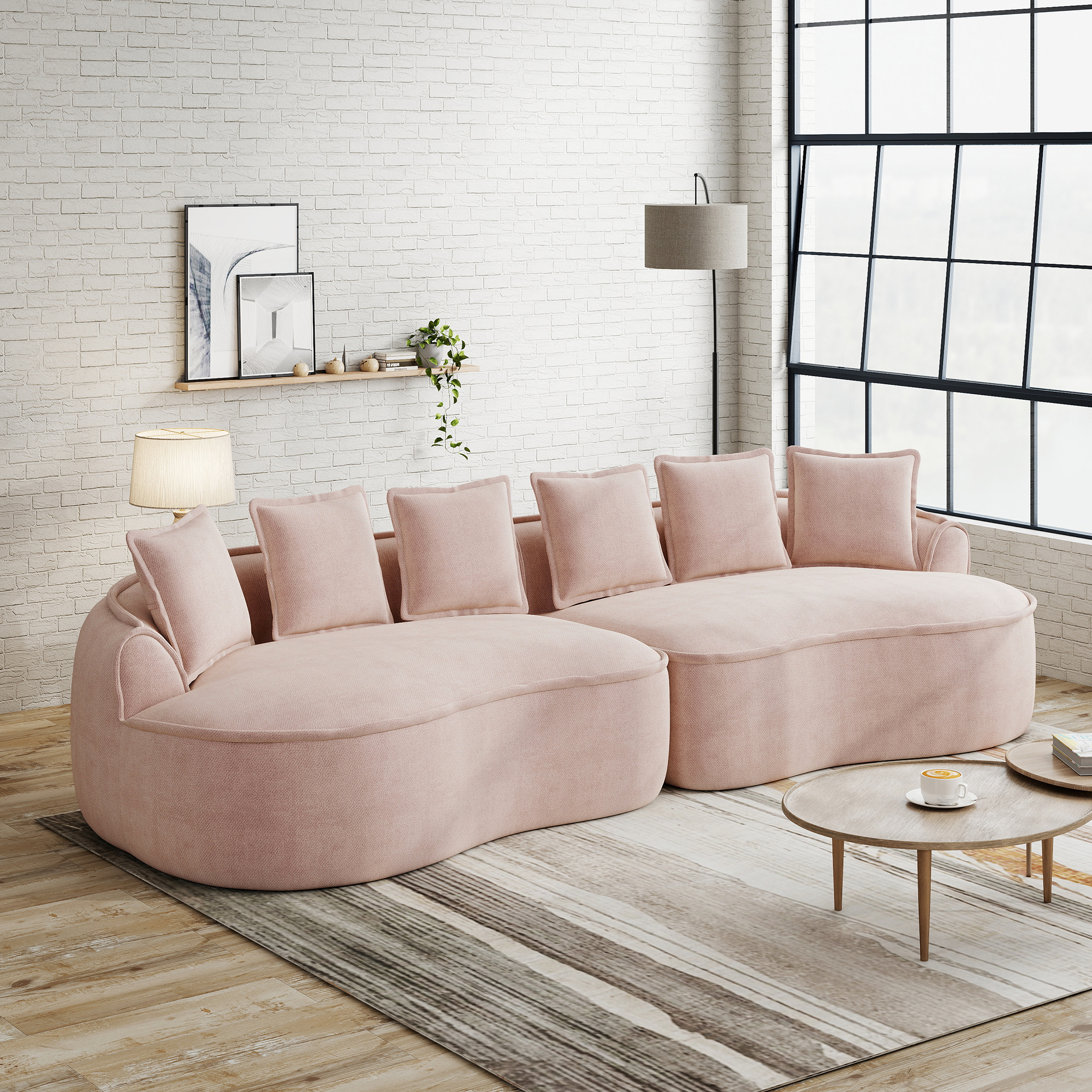 Méridienne Canapé Modulable 4 Places Profond avec Coussins Inclus, Design Contemporain Sans Cadre pour Salon Confortable